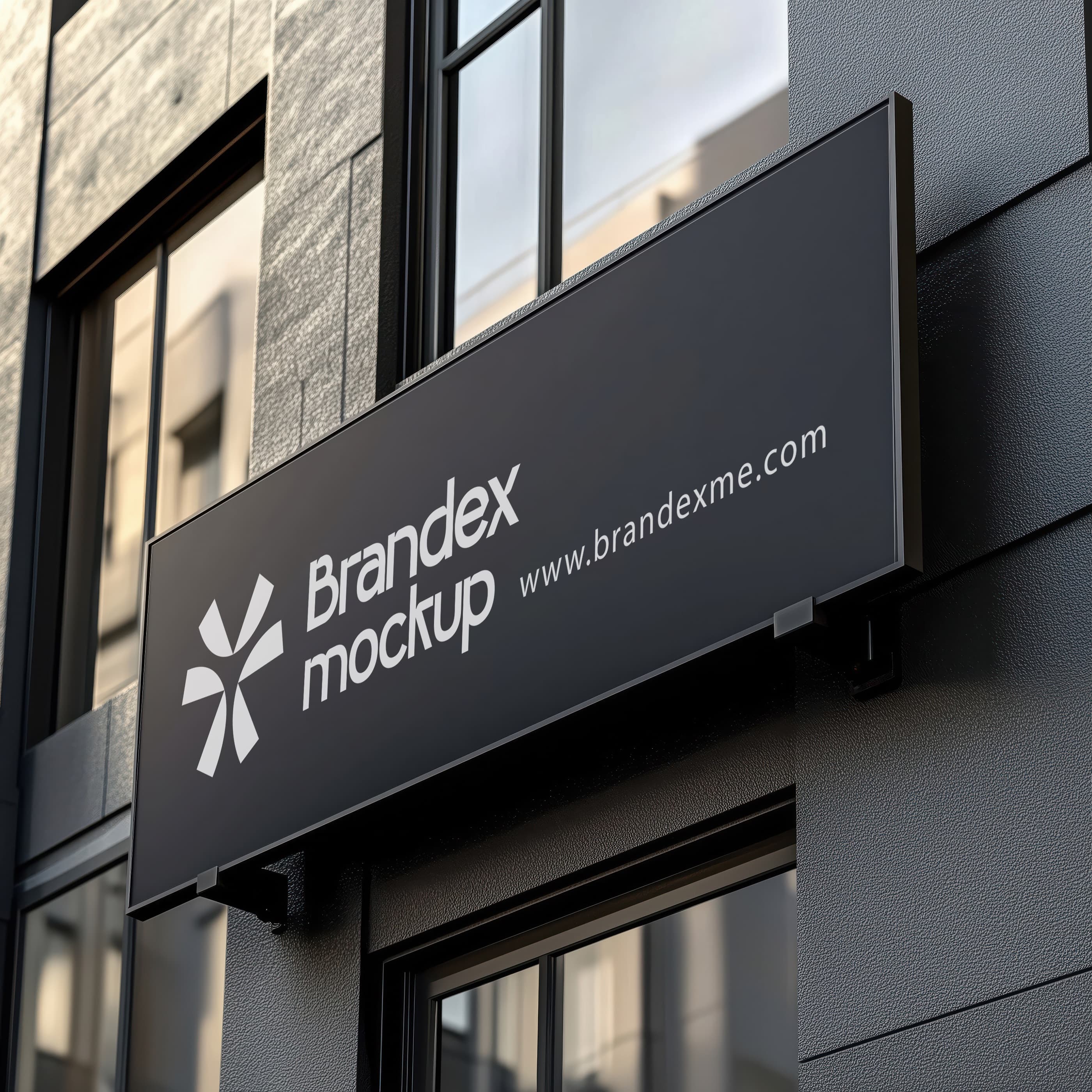 Modern storefront wall sign mockup