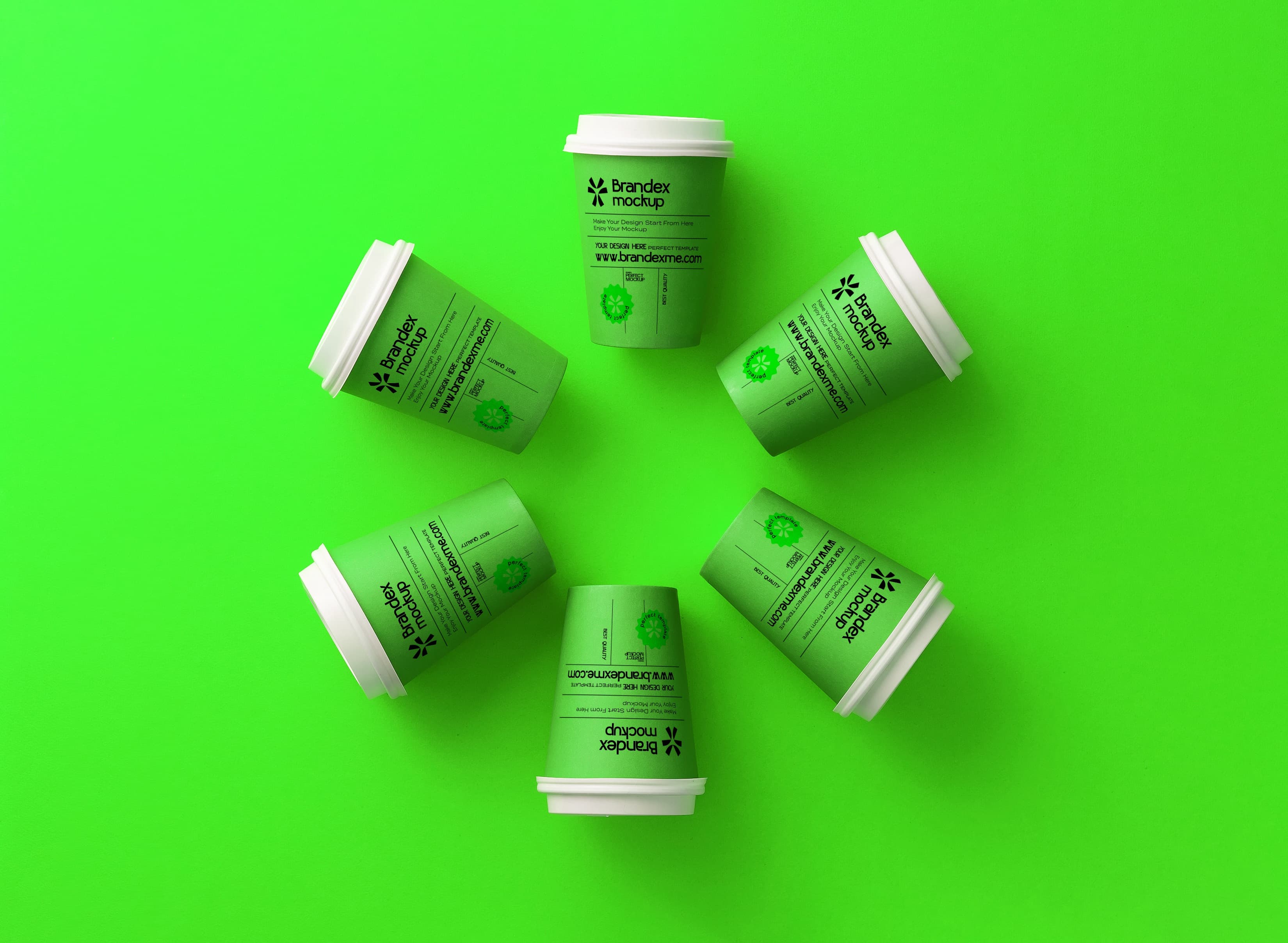 Green paper coffee cup mockup