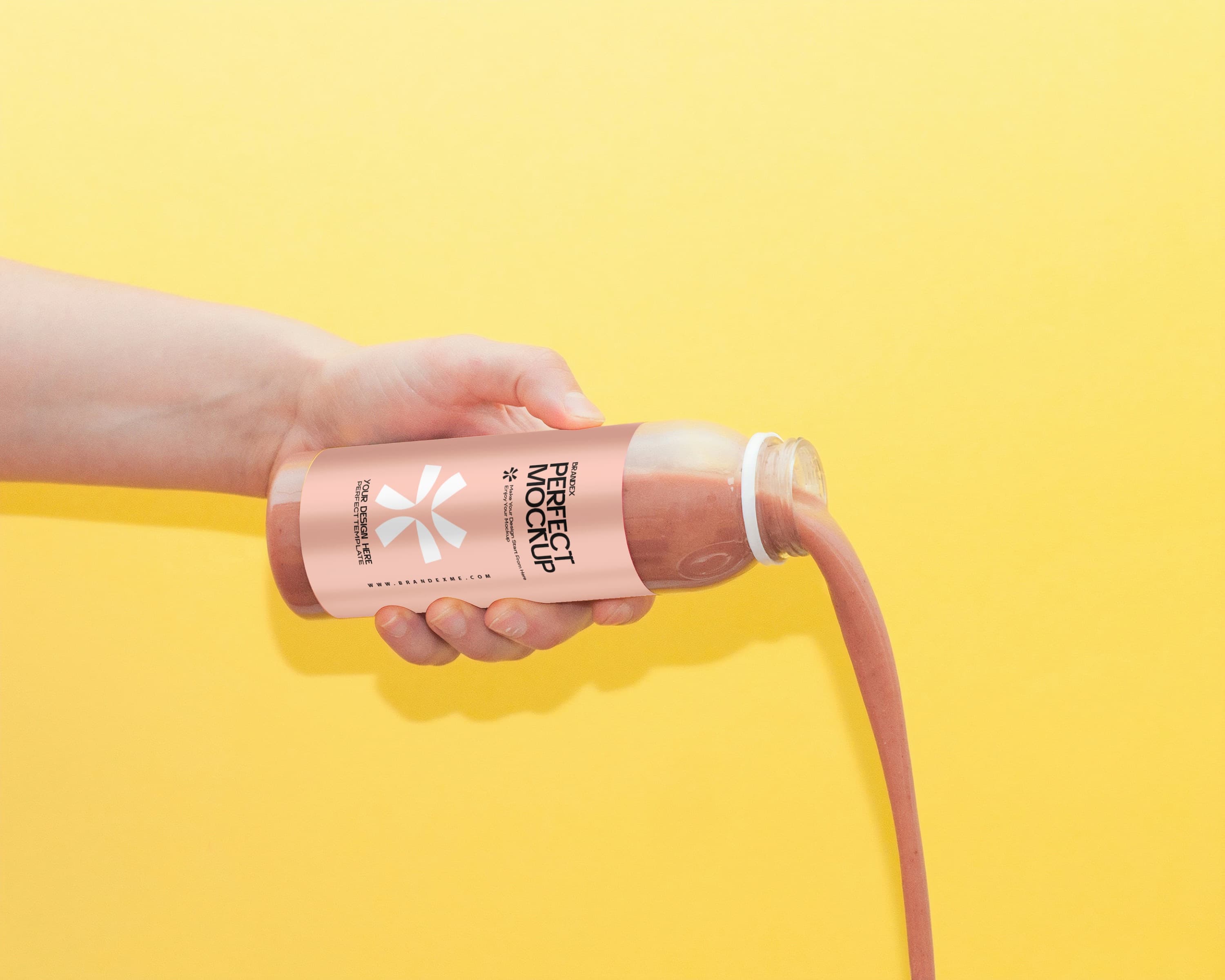 Handheld juice pouring mockup