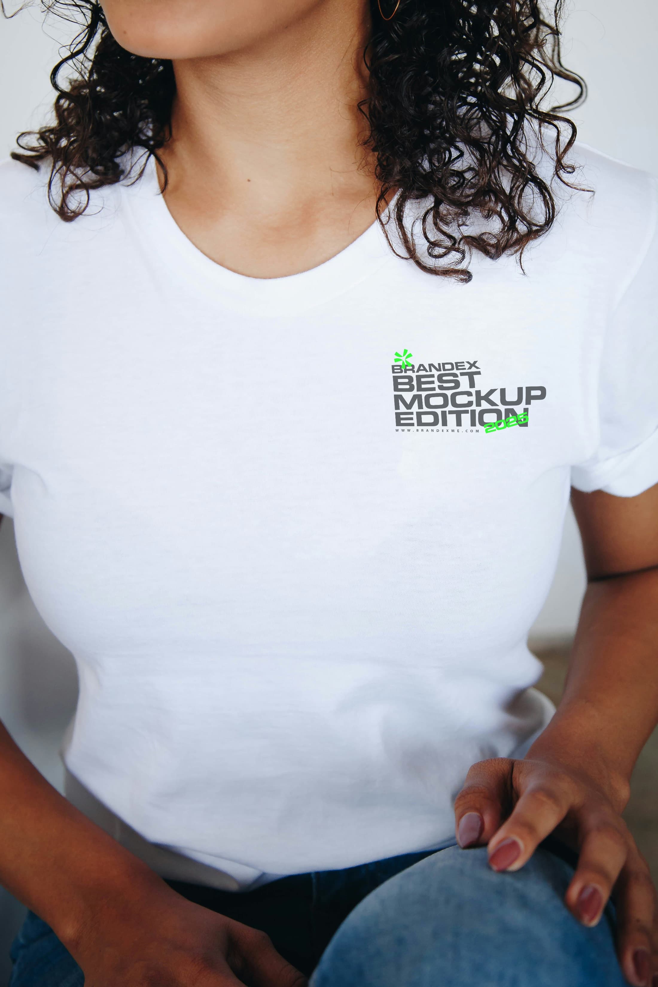 White t-shirt with logo mockup