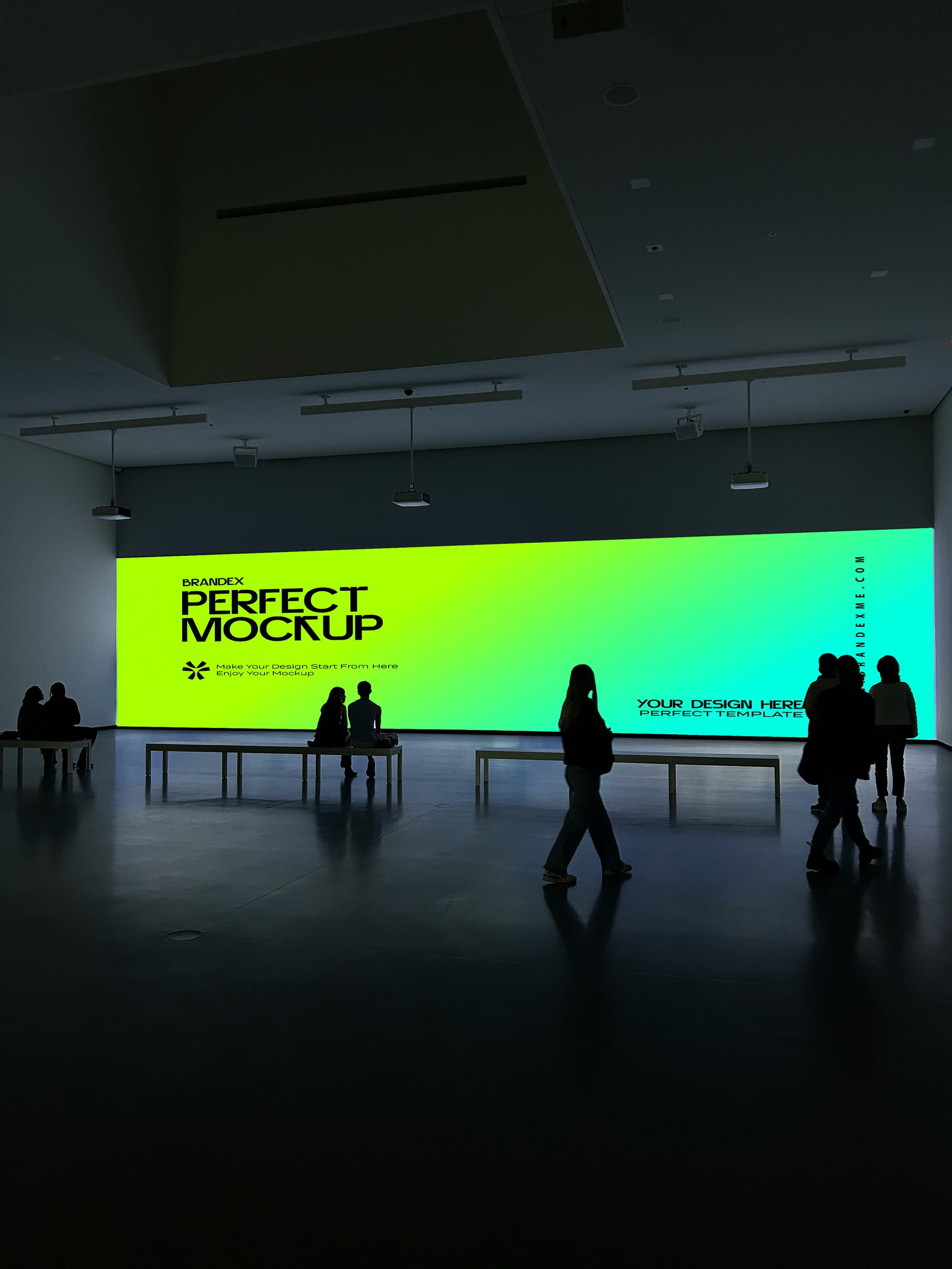 Neon gradient wall display mockup