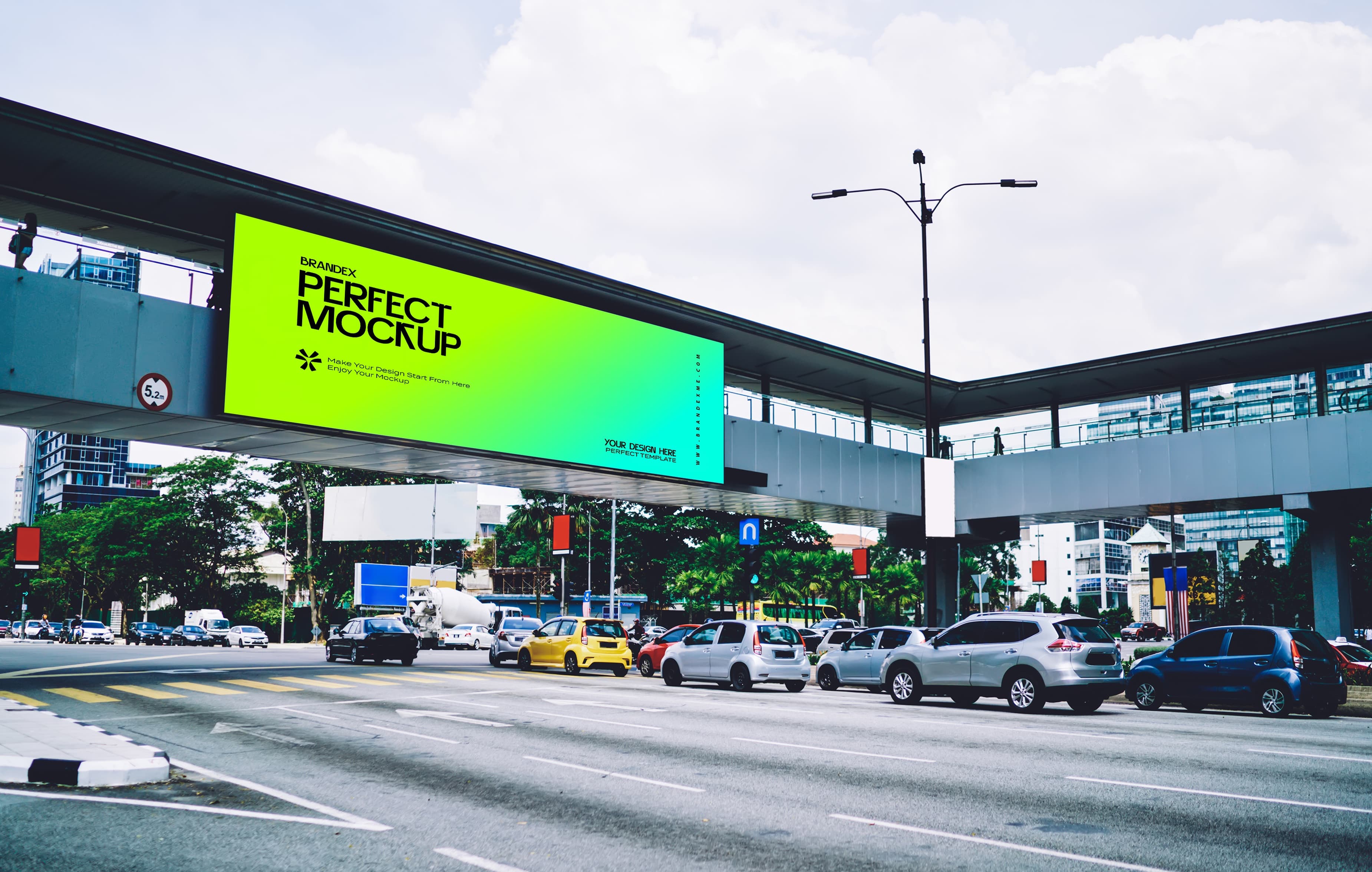 Urban overpass billboard mockup