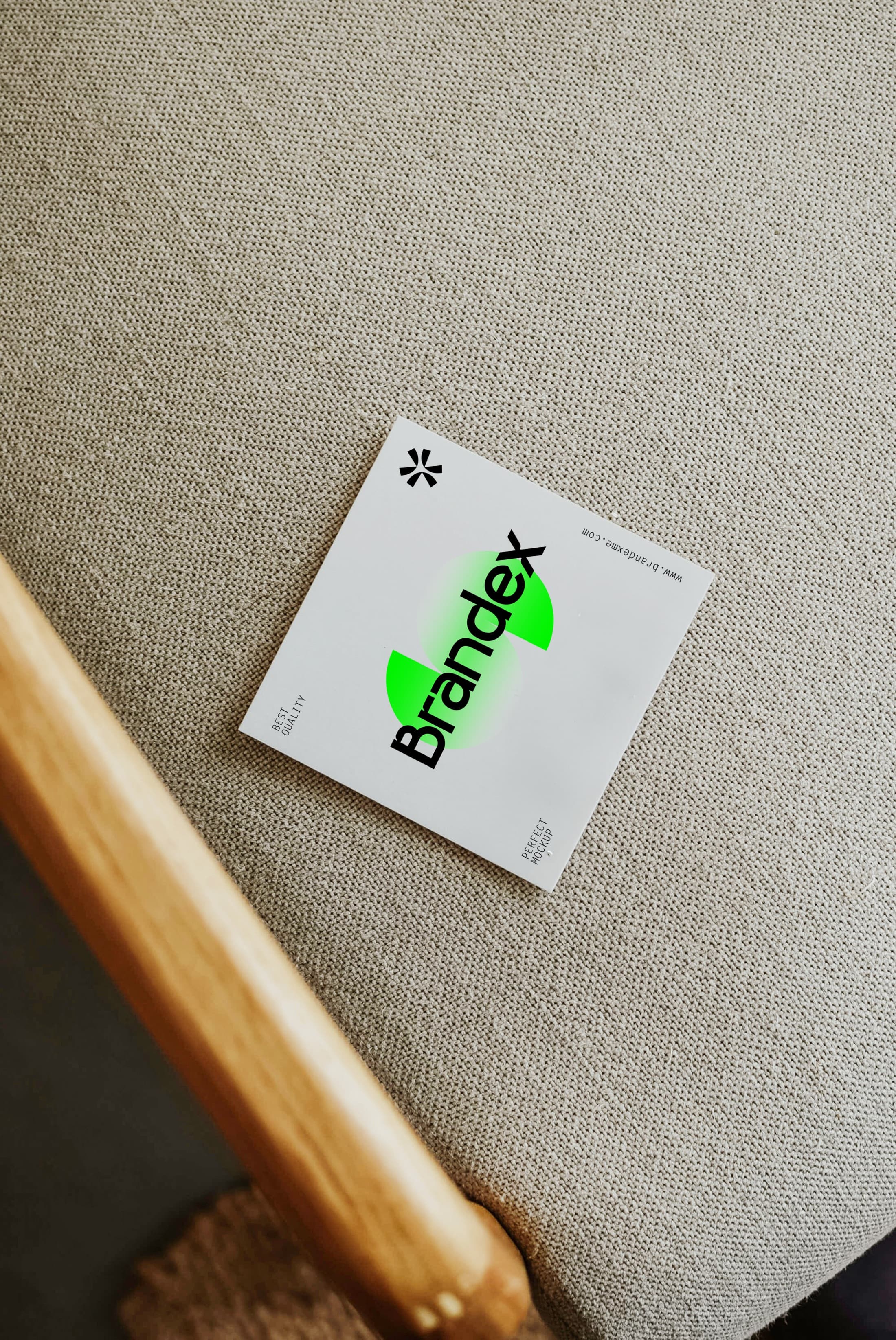 White square business card mockup