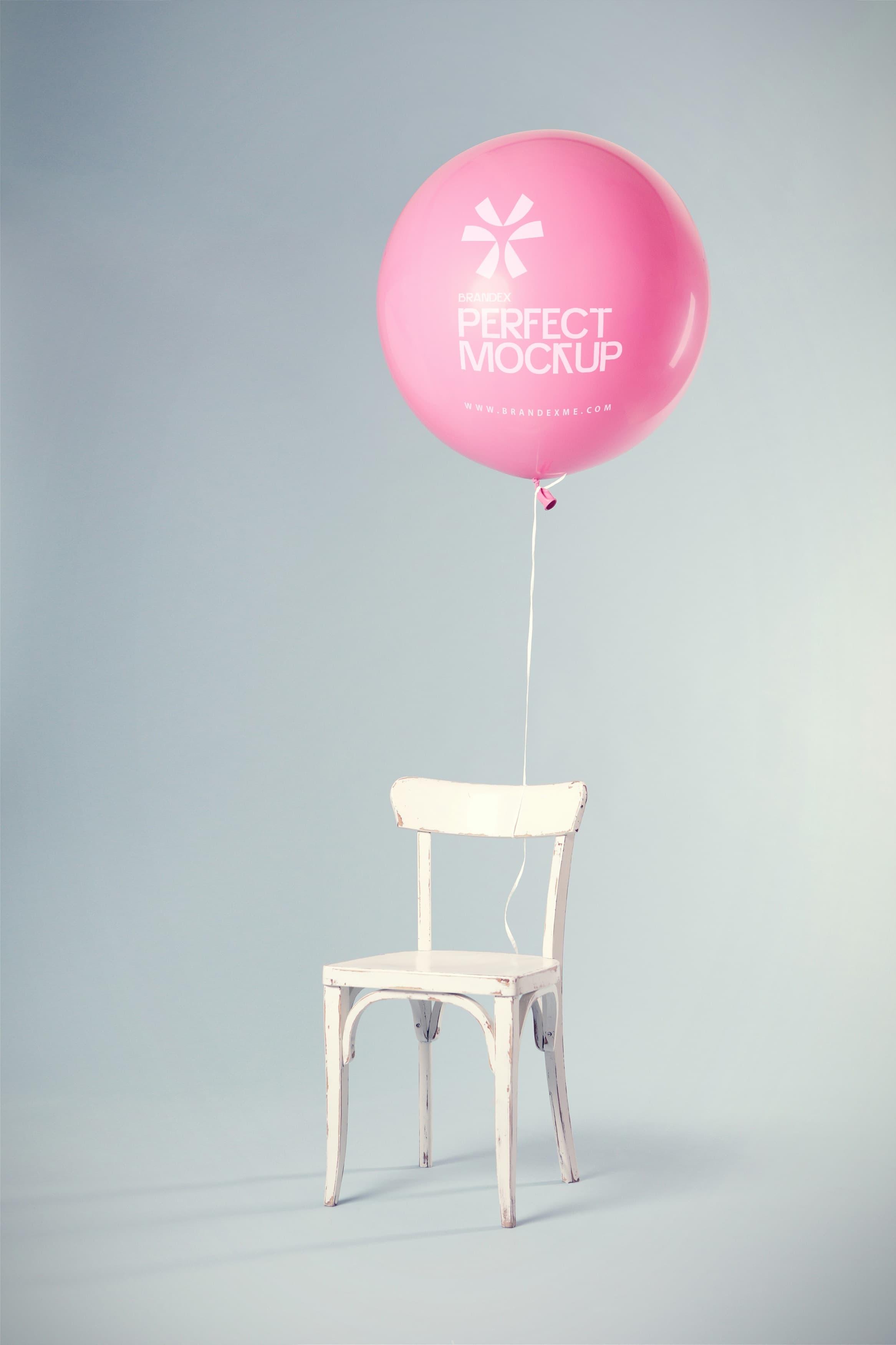 Pink balloon with chair mockup