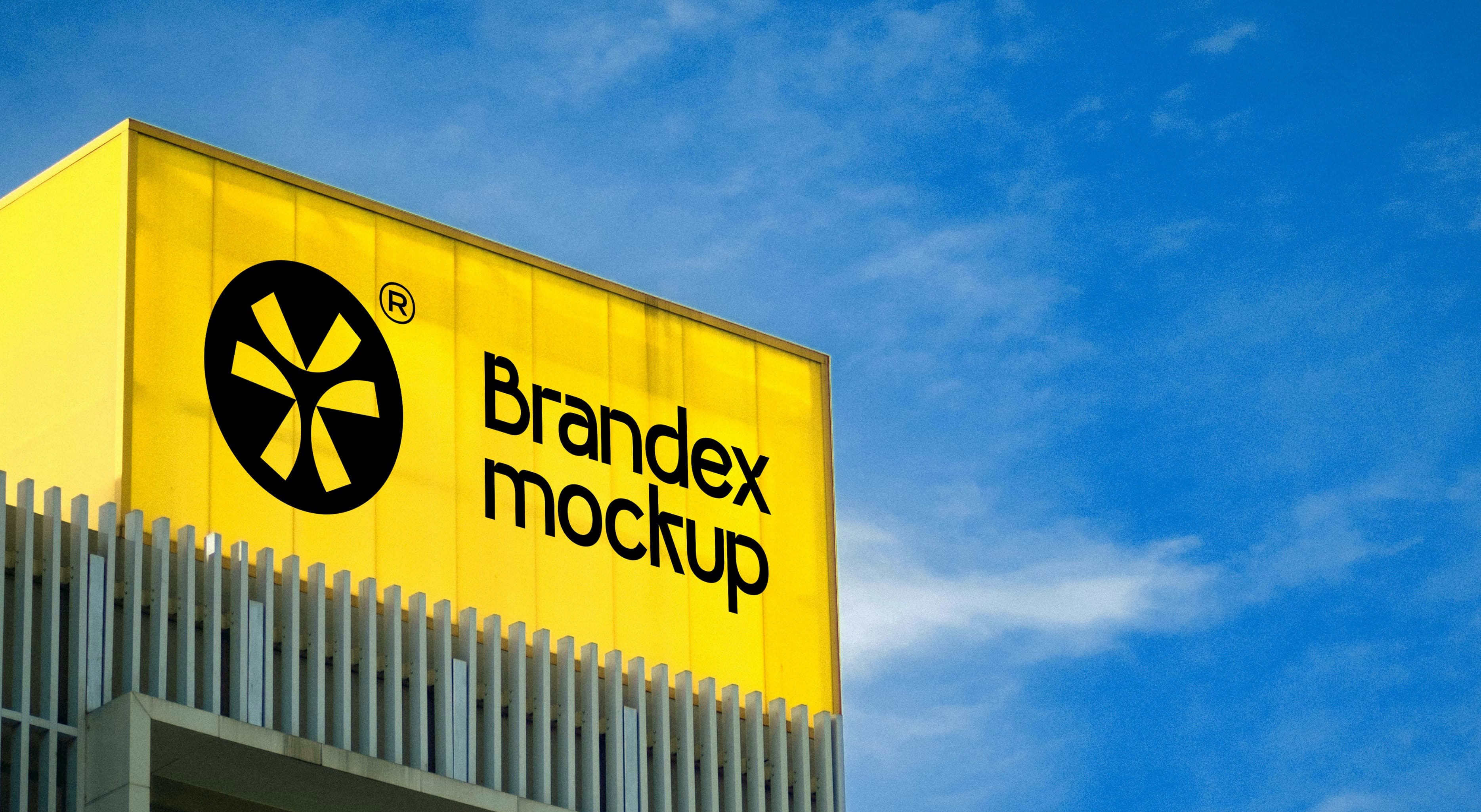 Outdoor yellow advertising billboard mockup