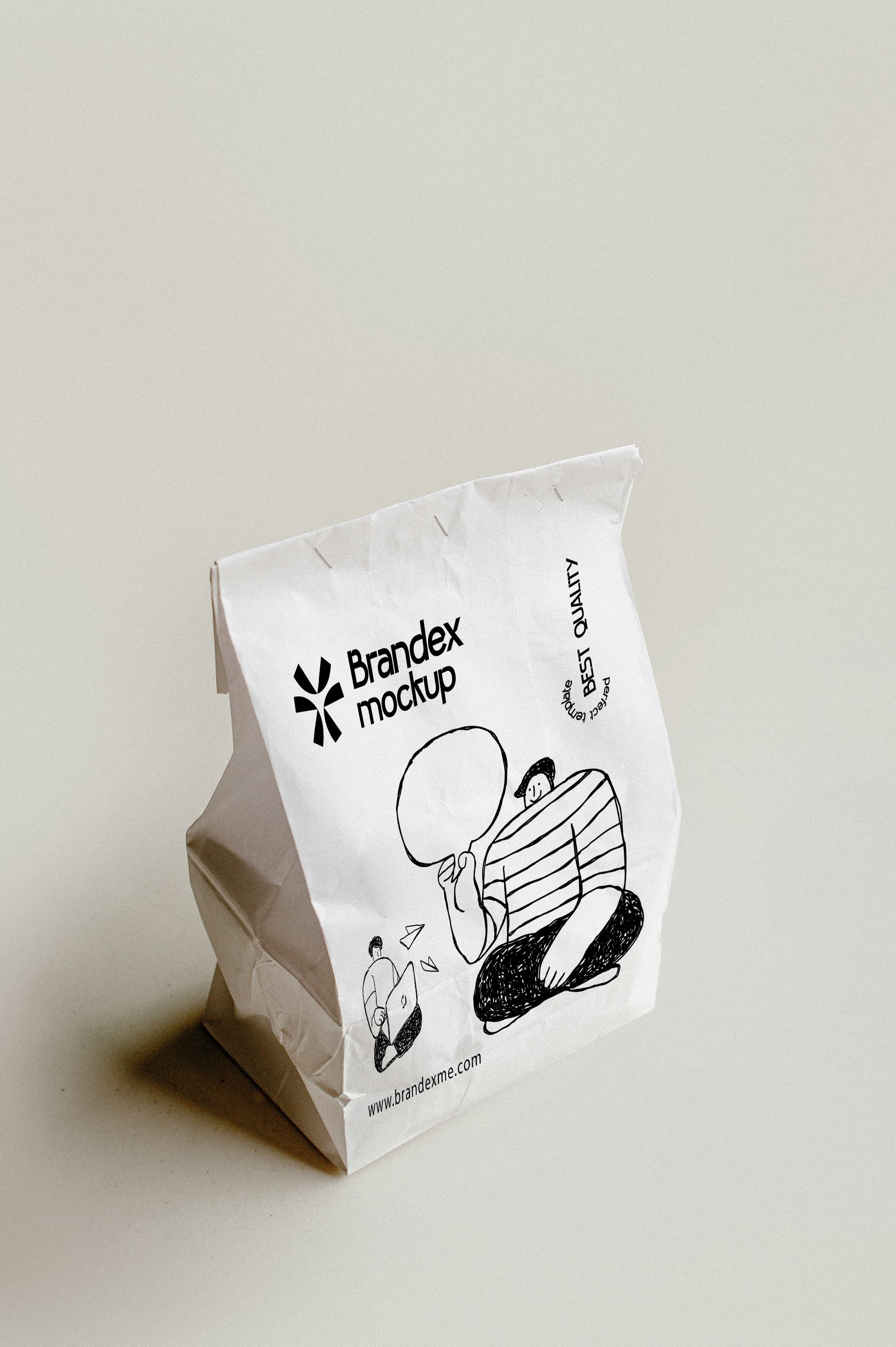 Illustrated paper bag mockup