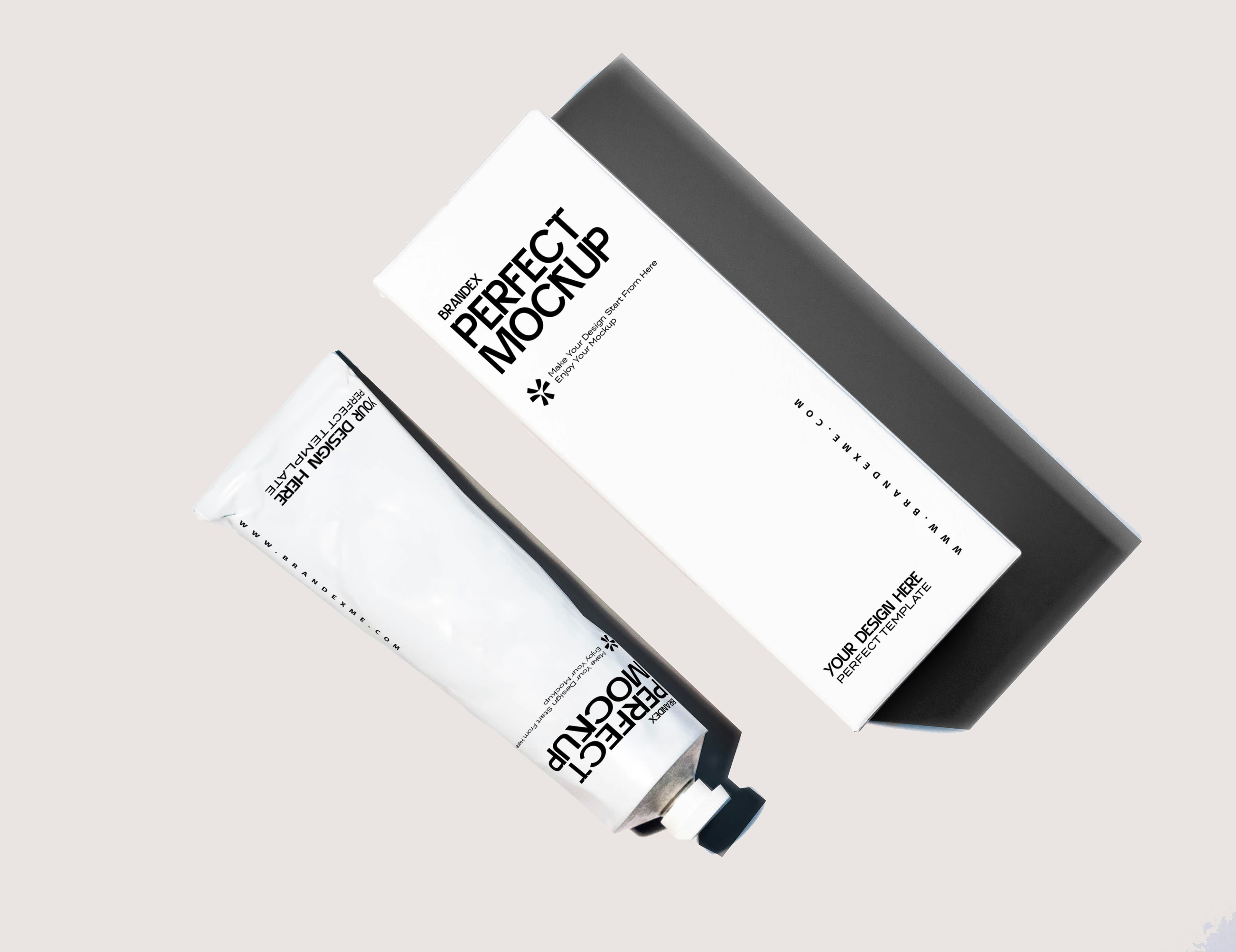 White cosmetic tube and mockup