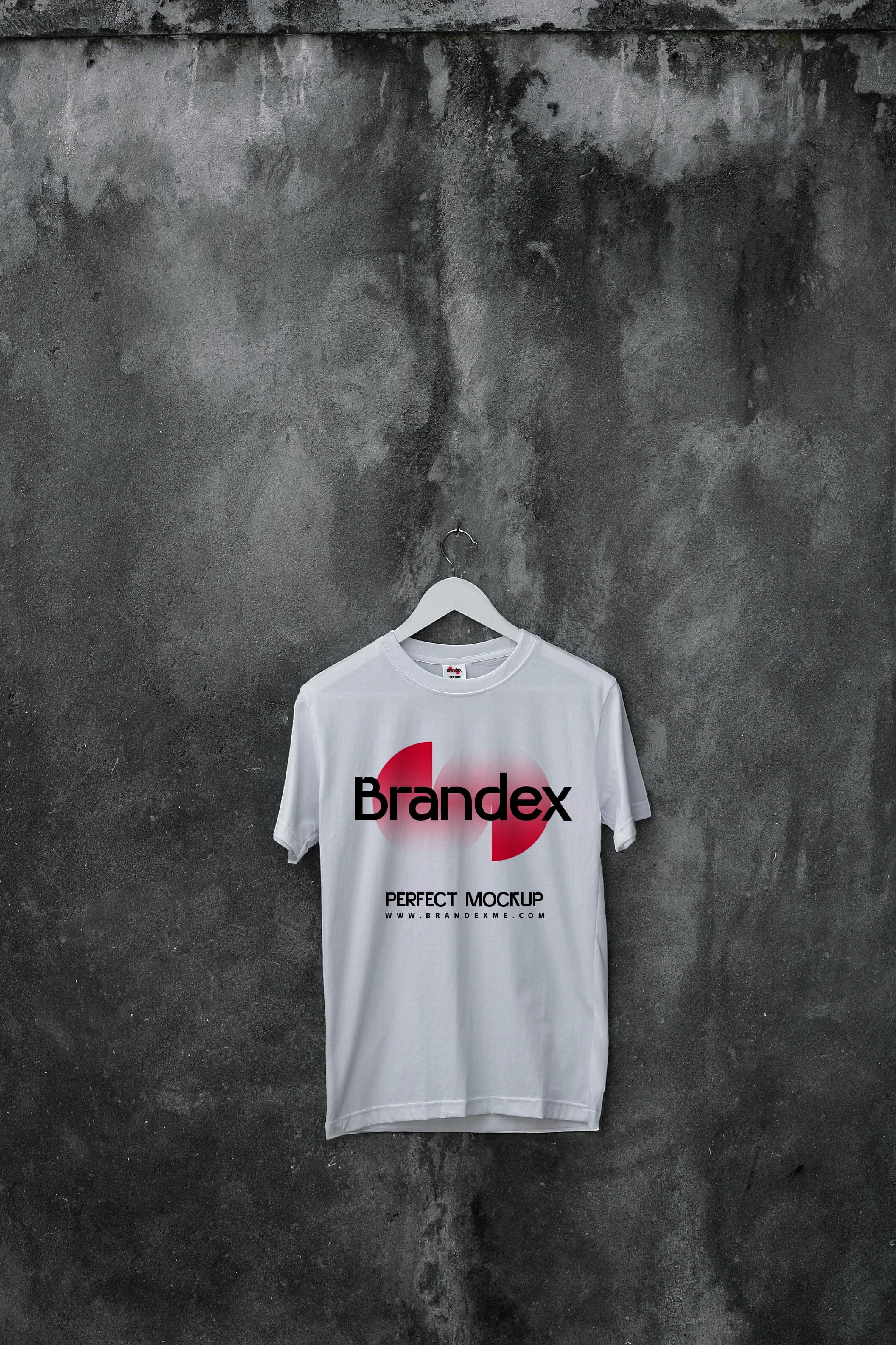 Urban wall hanging t-shirt mockup