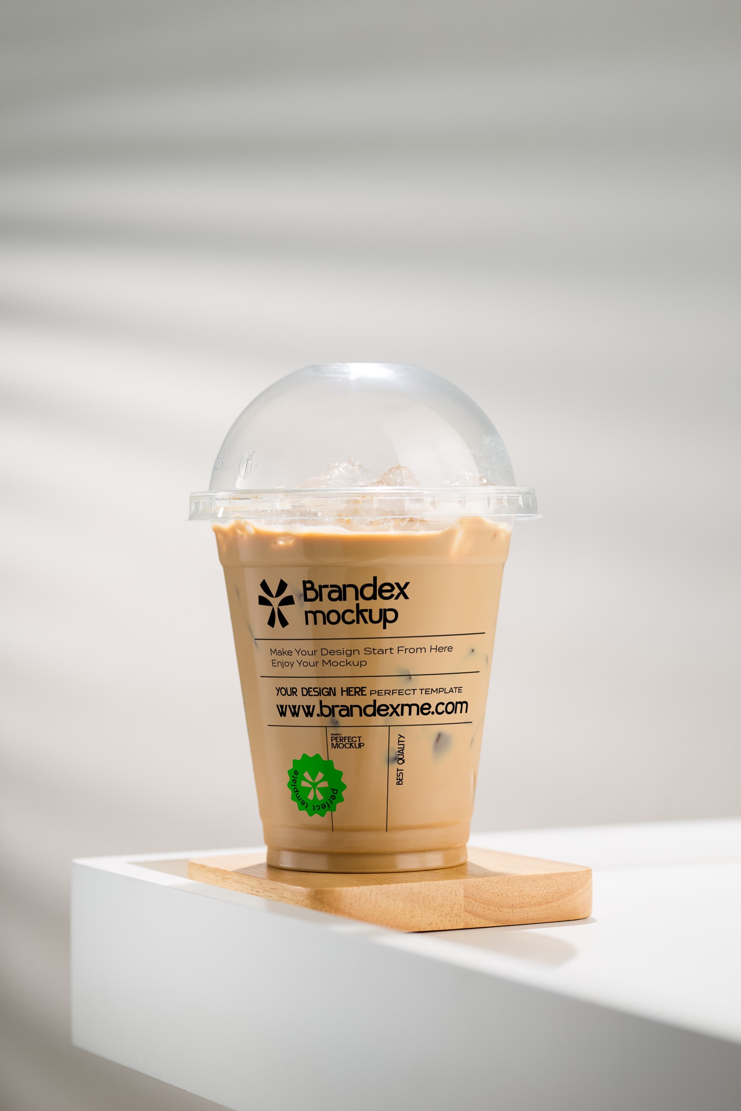 Iced coffee cup with dome lid mockup