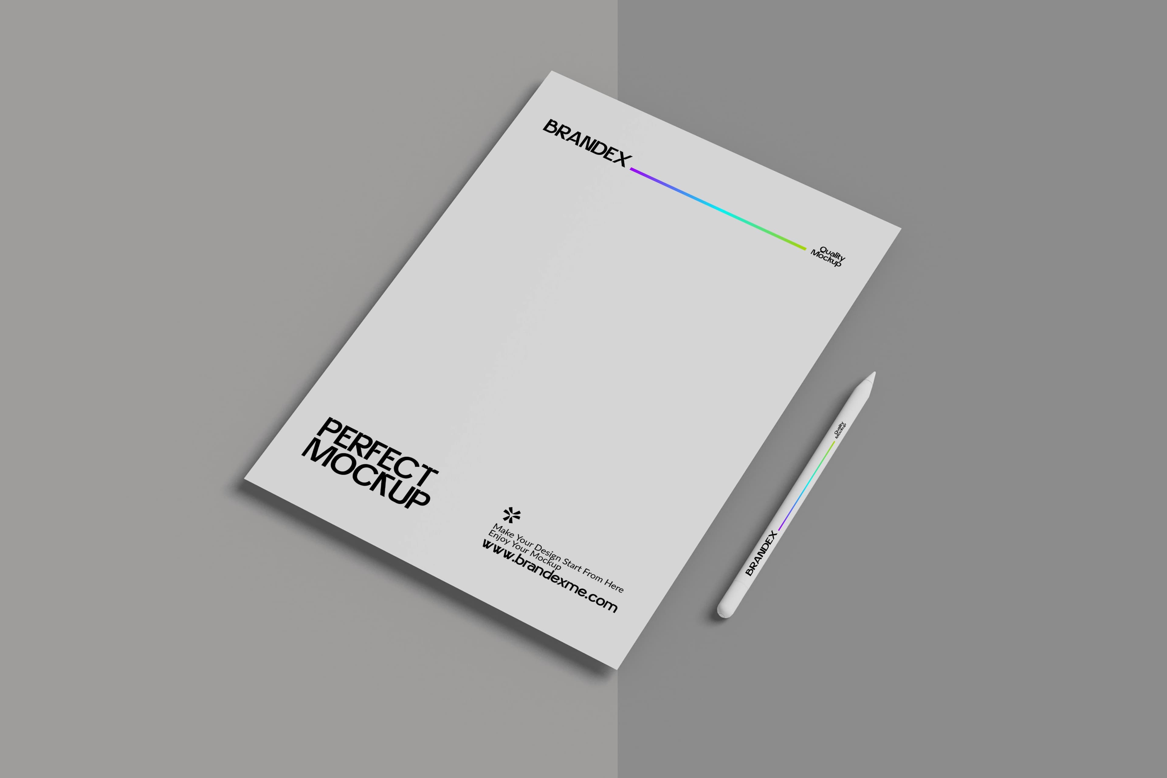 Minimalist letterhead and pen mockup