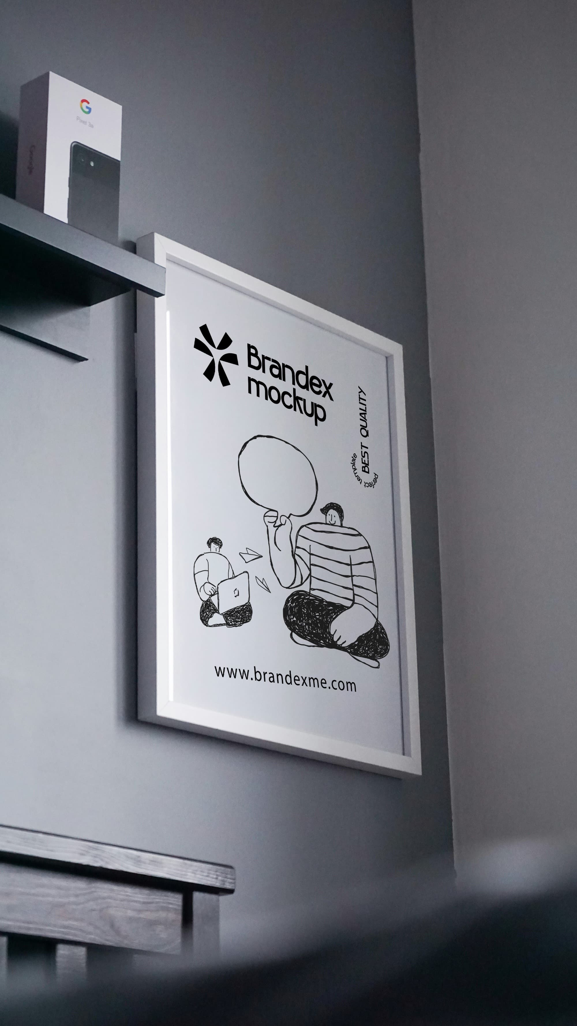 Minimalist framed poster mockup