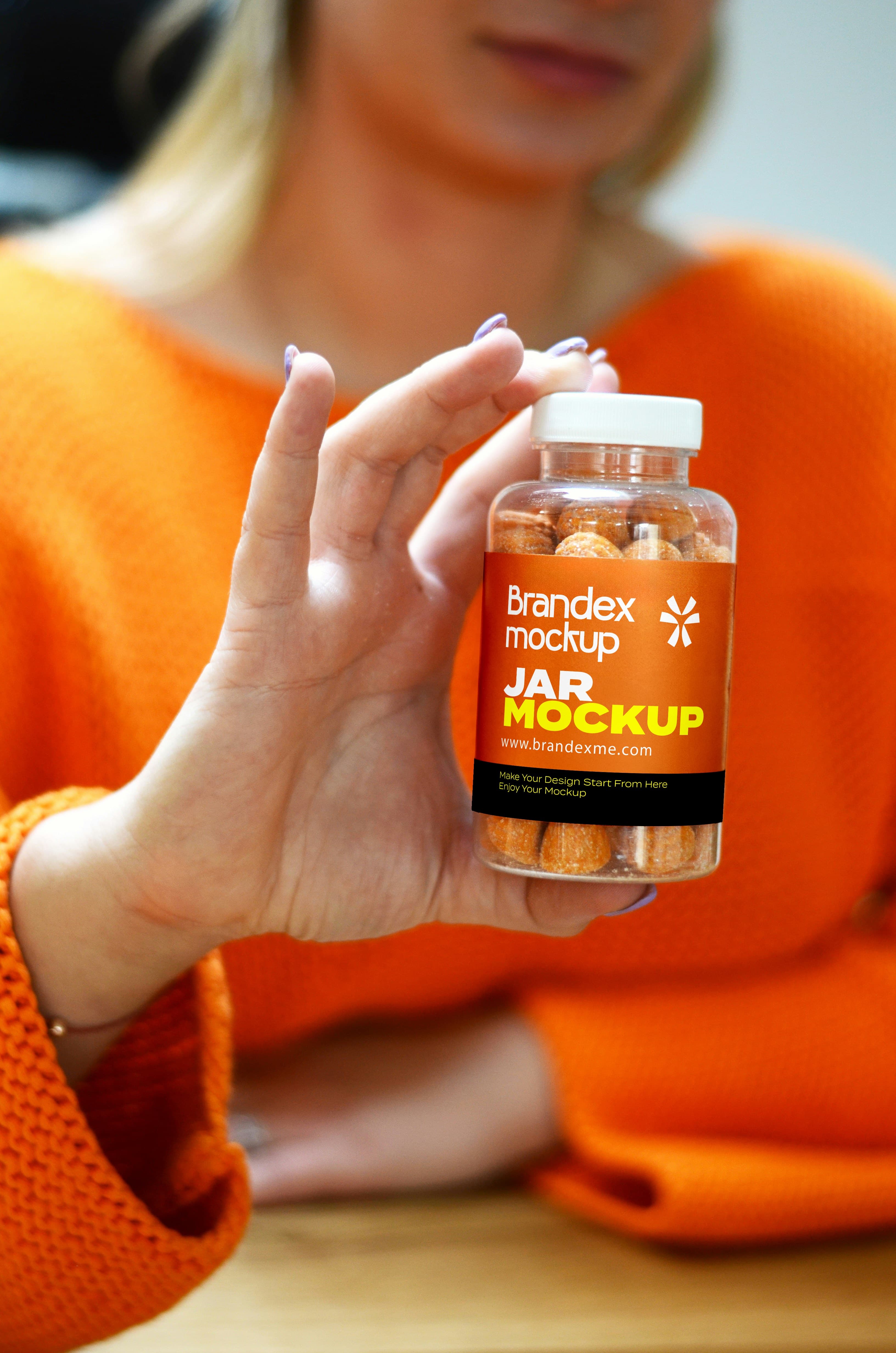 Clear vitamin jar mockup