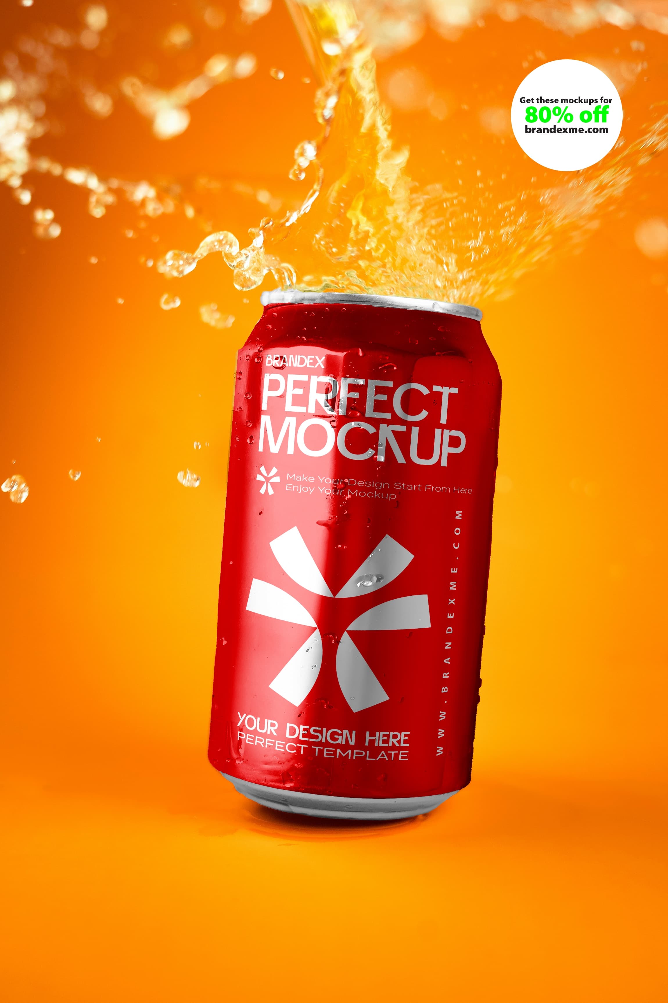 Vibrant red soda can mockup