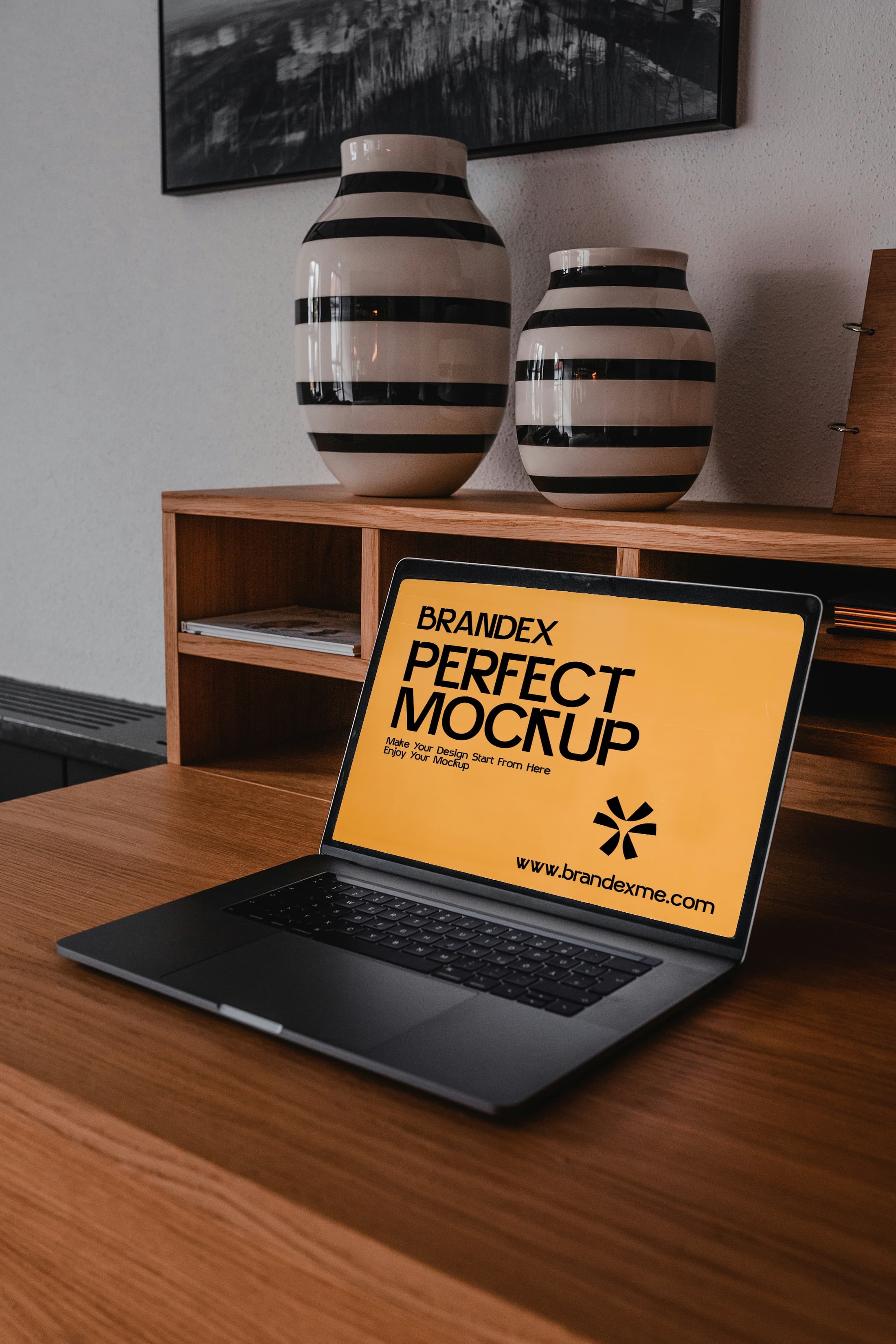 Elegant laptop with screen display mockup