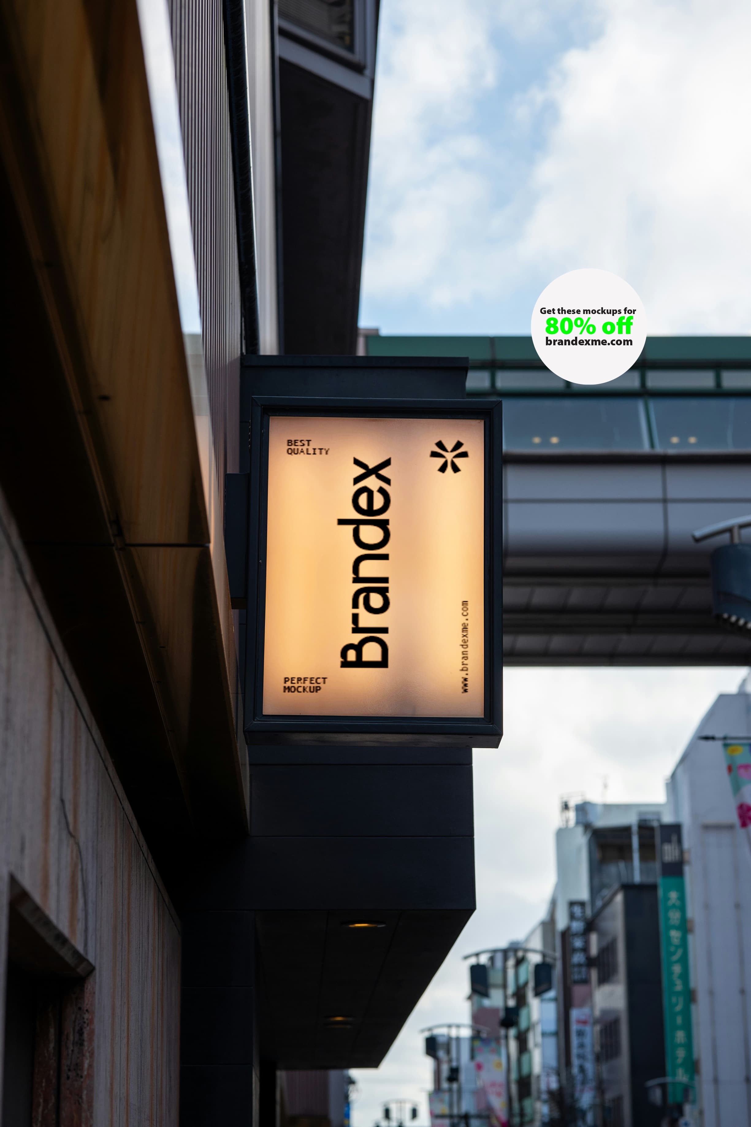 Illuminated rectangle sign mockup