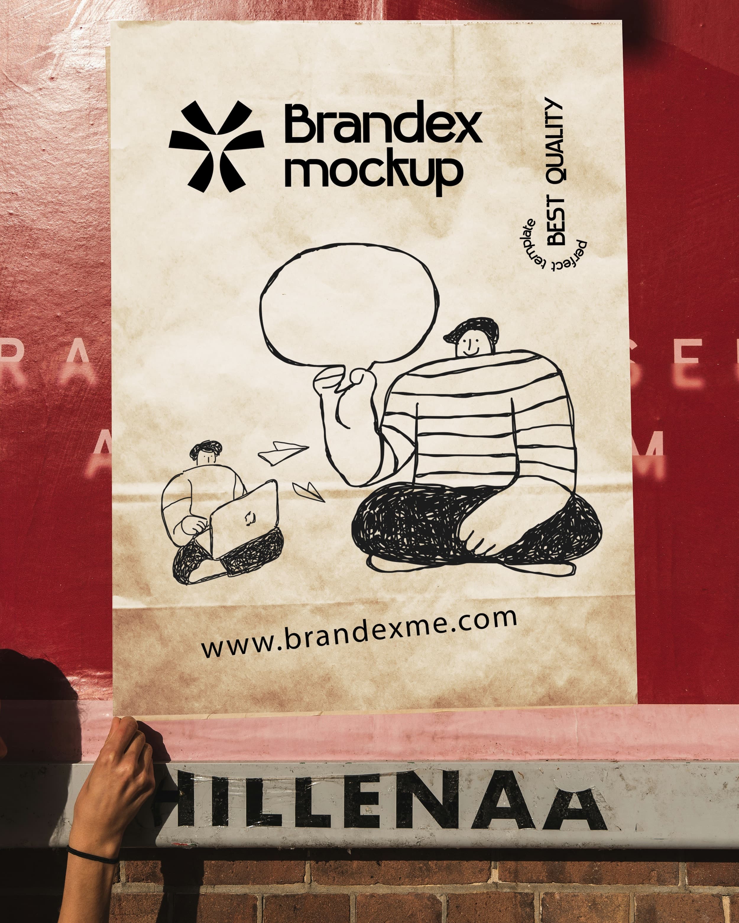Hand-drawn street poster mockup