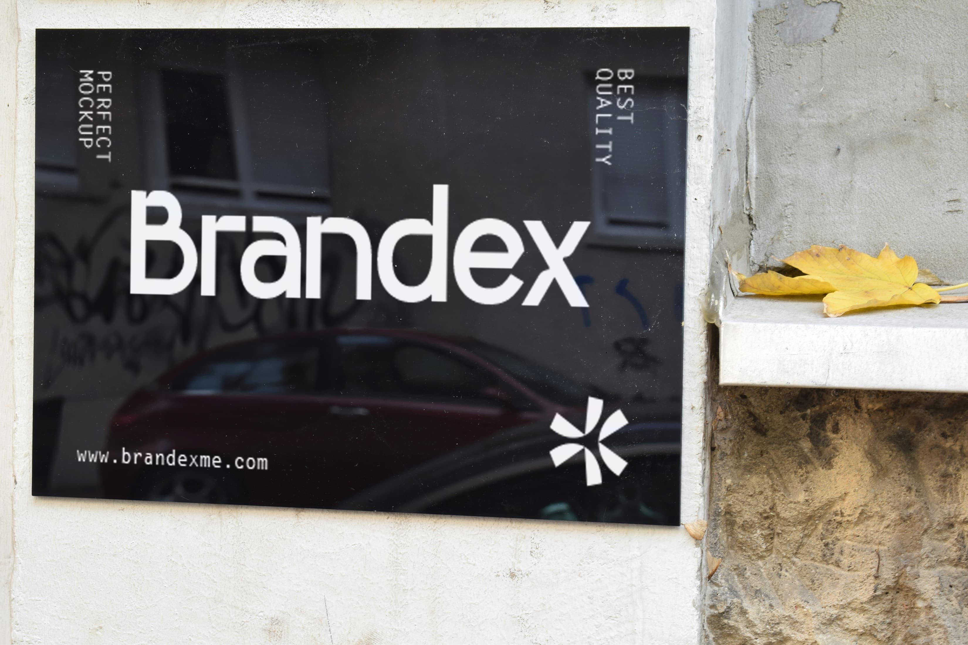 Glossy outdoor wall sign mockup