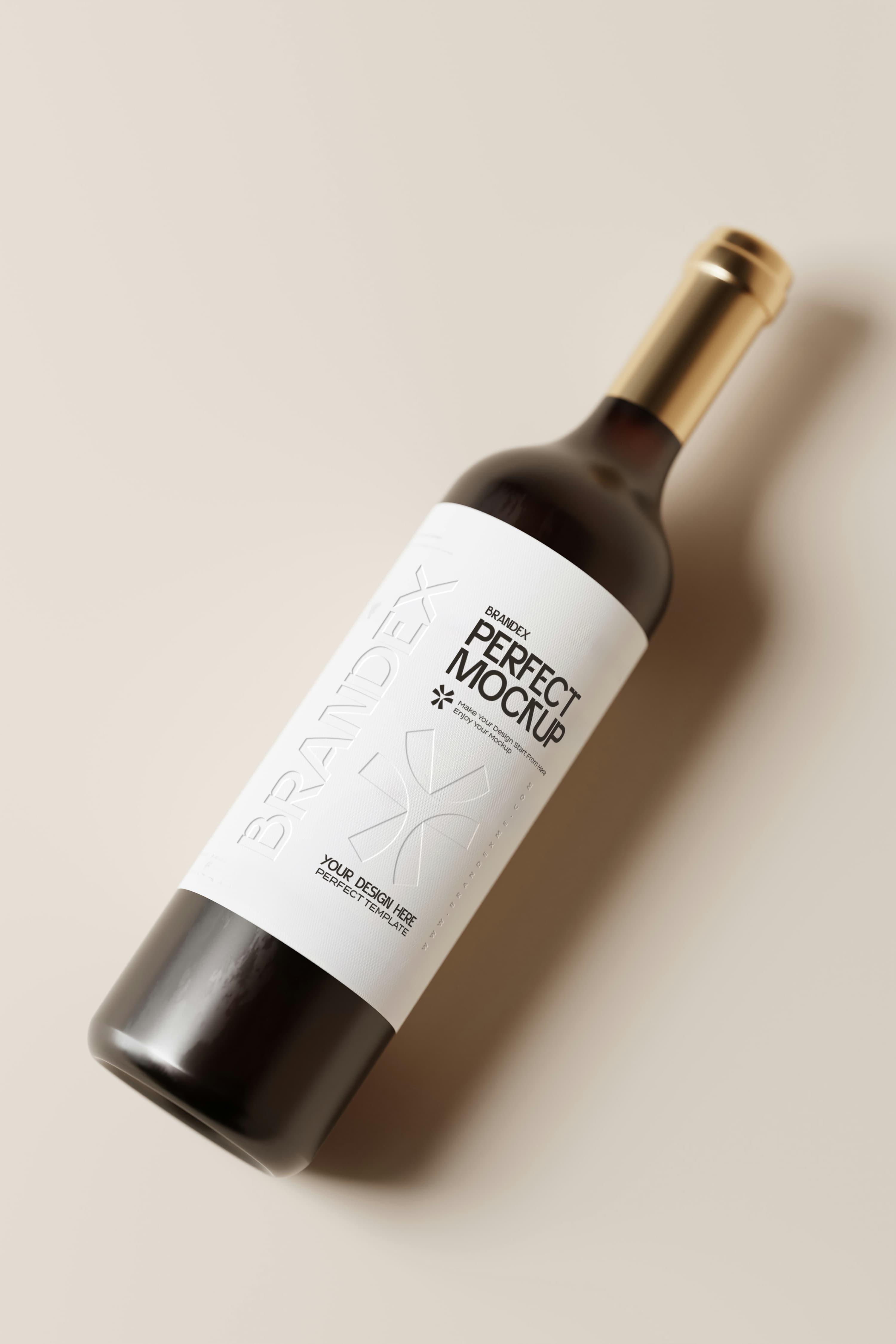 Elegant wine with gold cap mockup