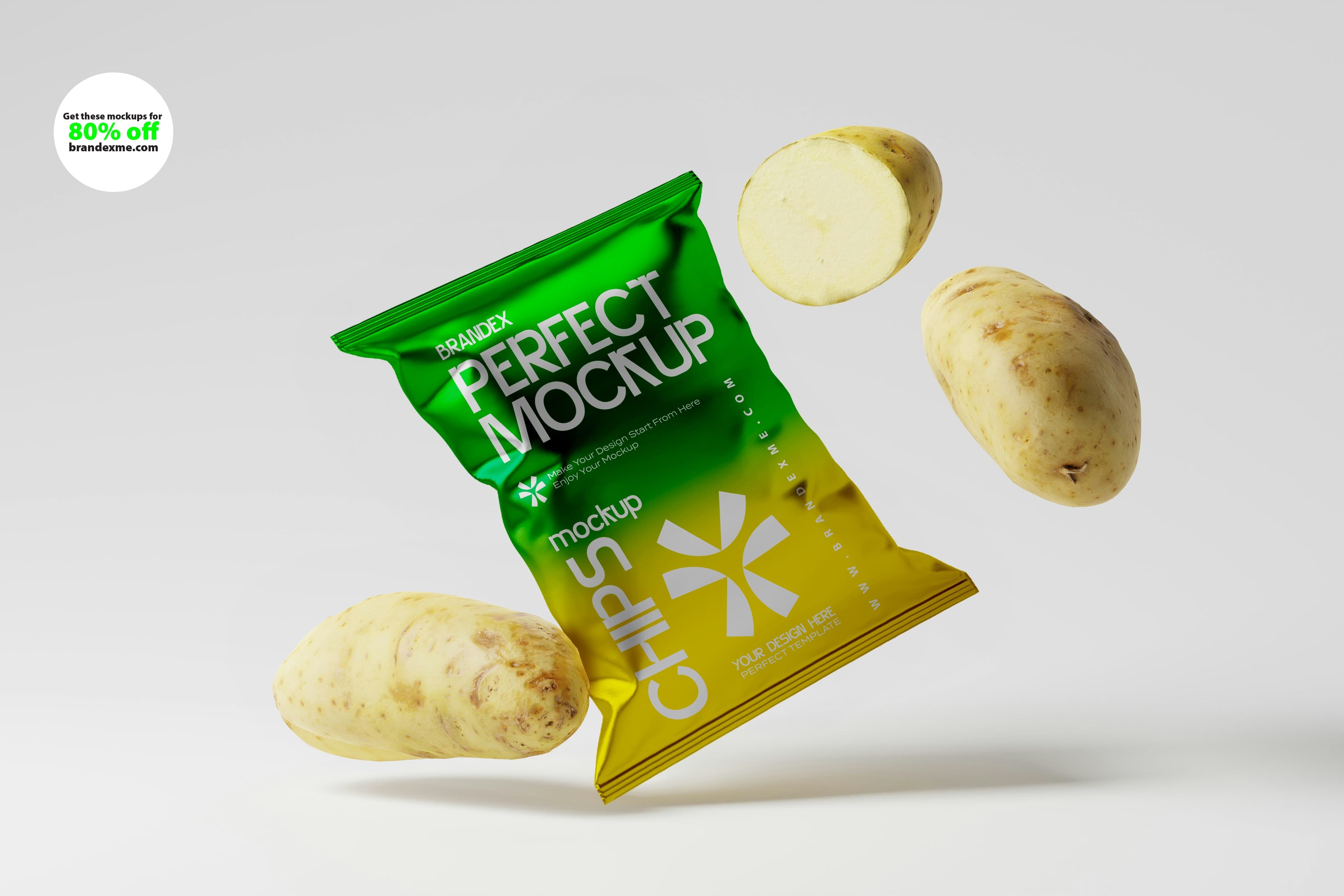 Floating snack bag mockup