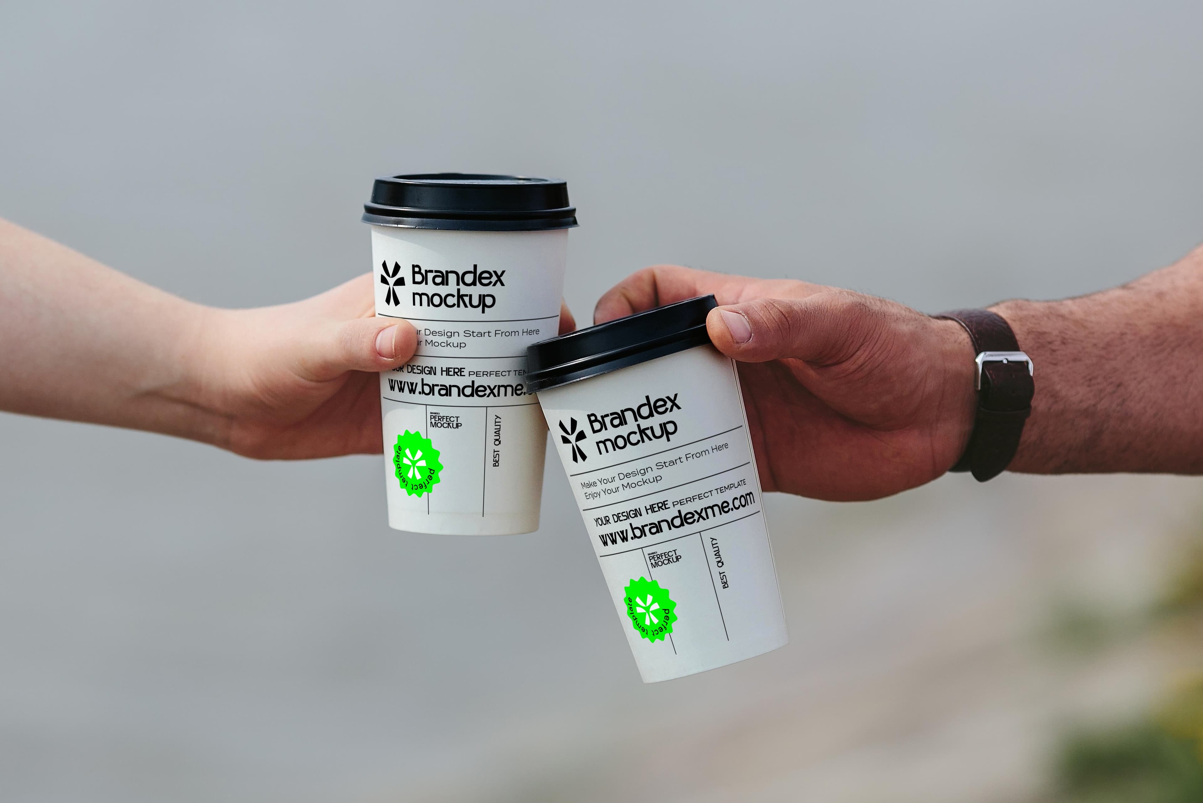 Handheld coffee cup mockup