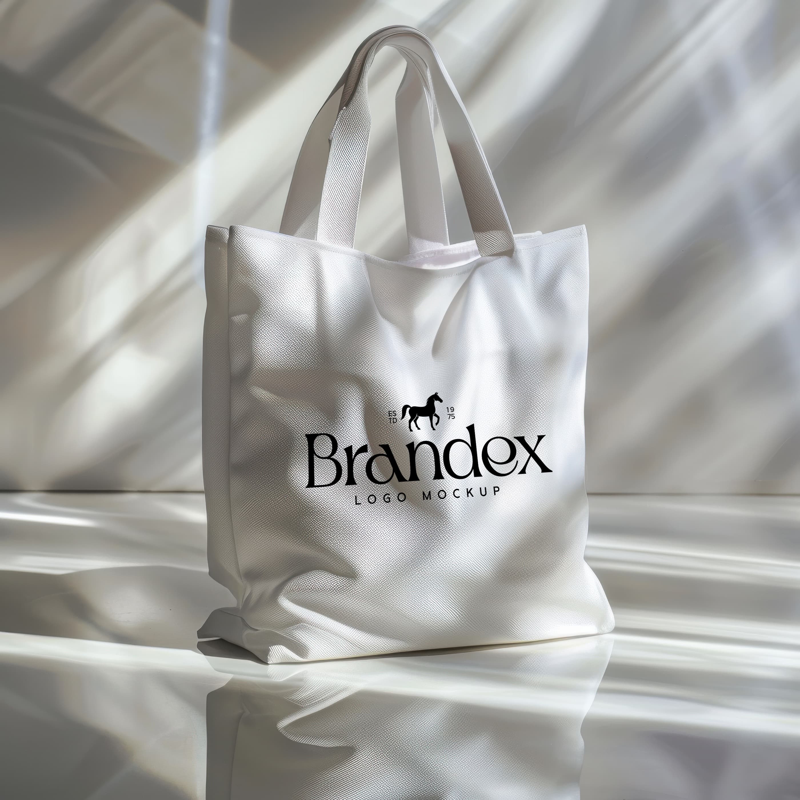 Elegant white tote bag mockup