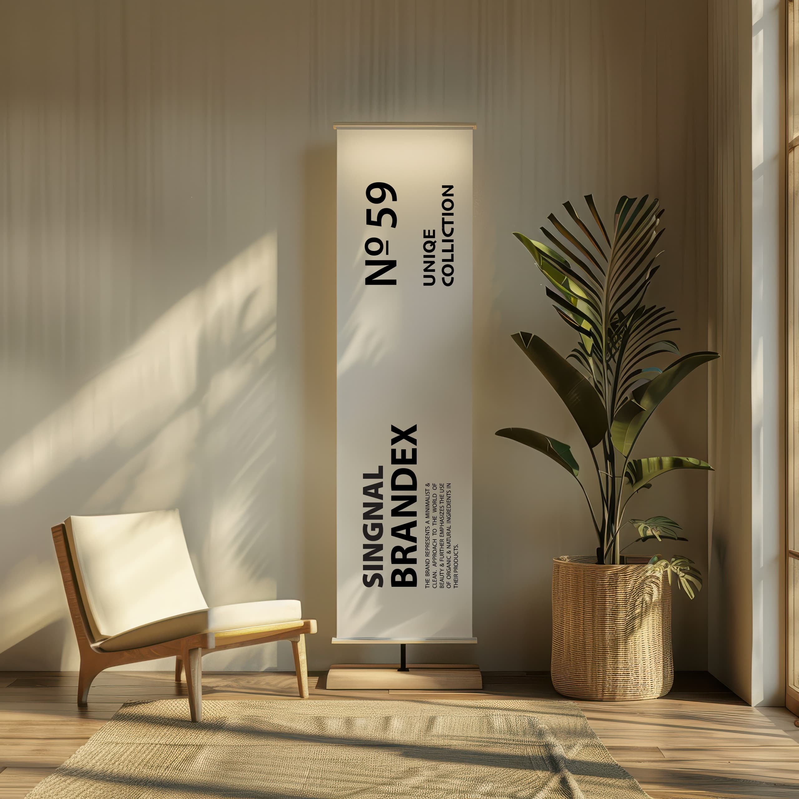 Modern indoor banner stand mockup