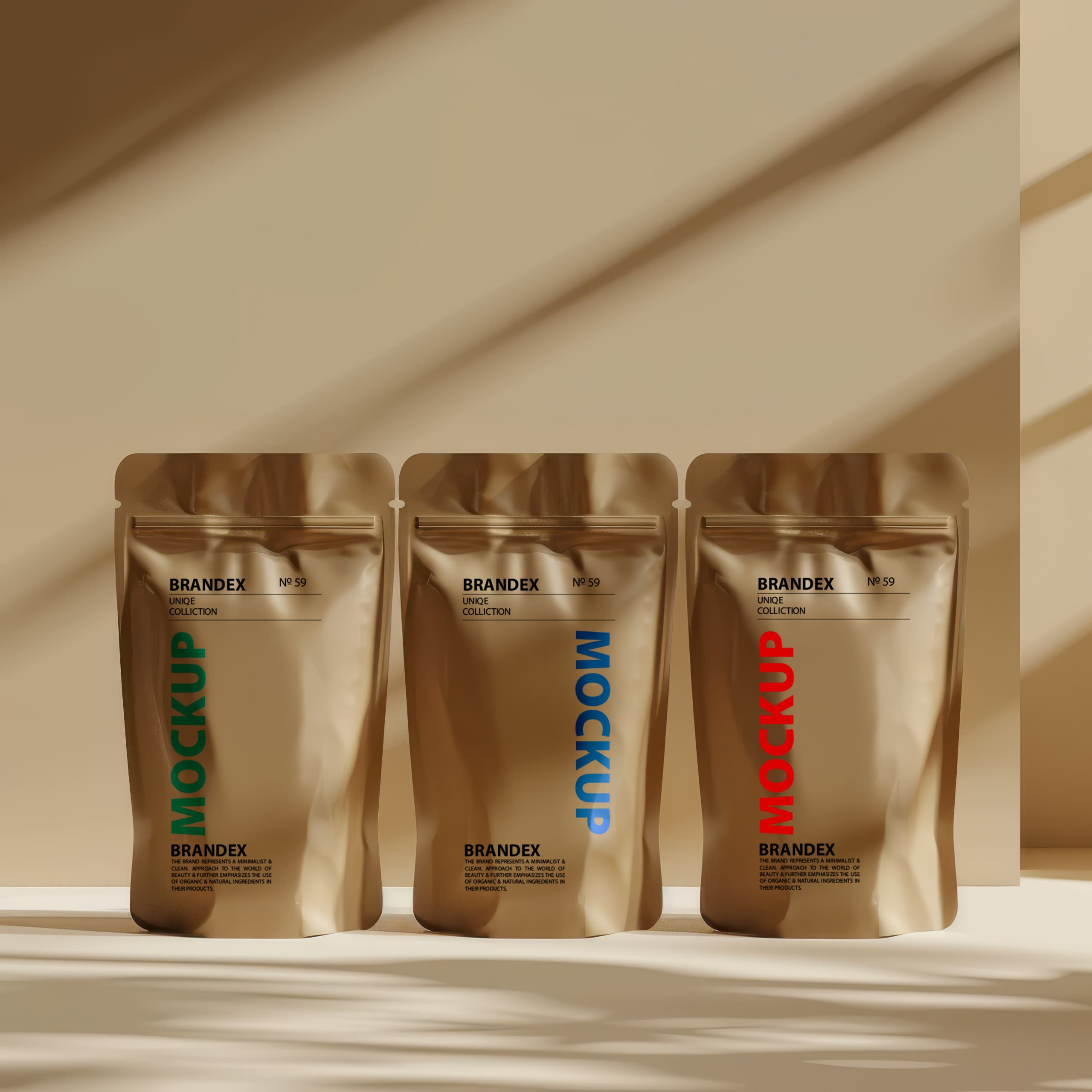 Golden stand-up pouch mockup