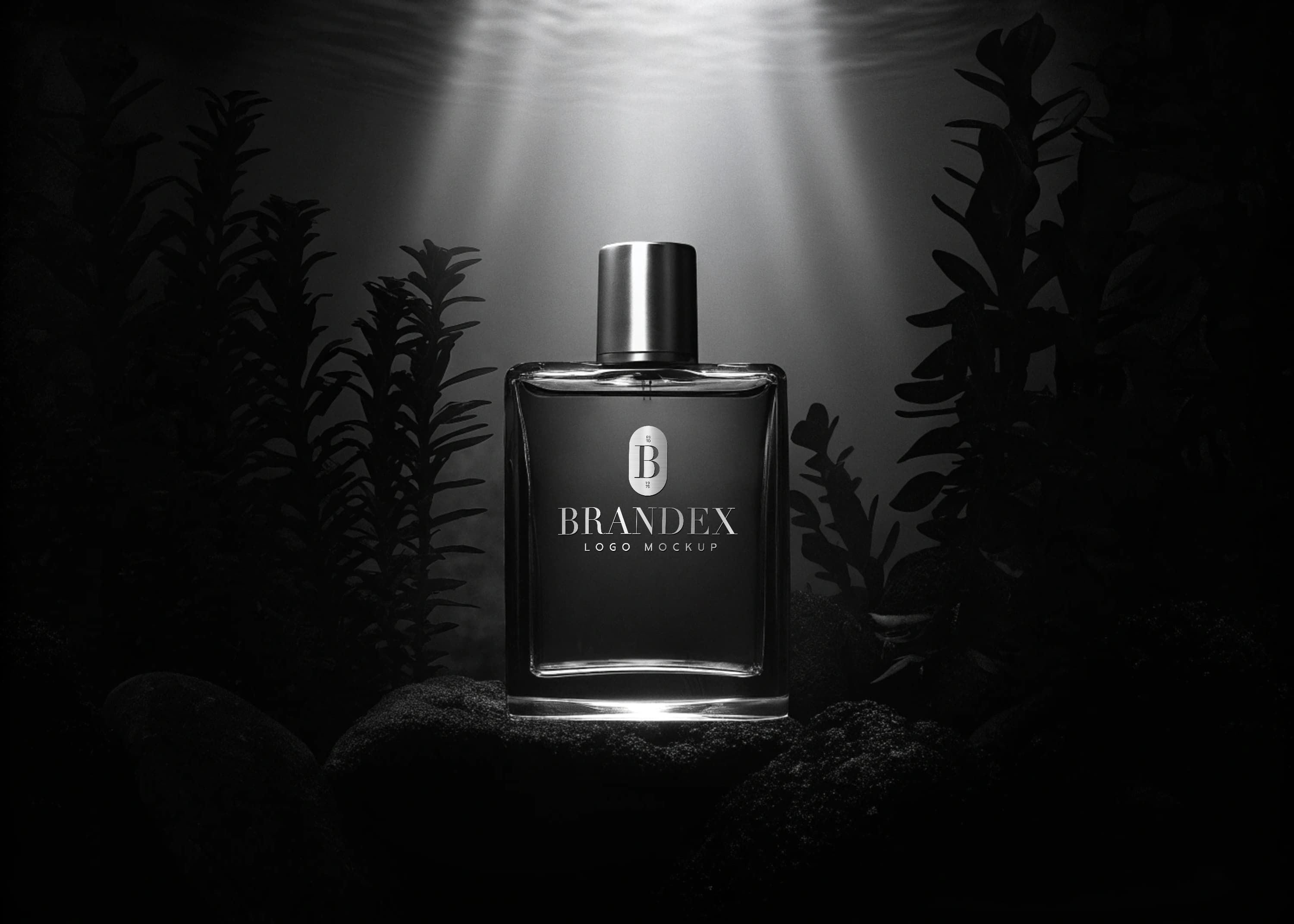 Underwater perfume mockup