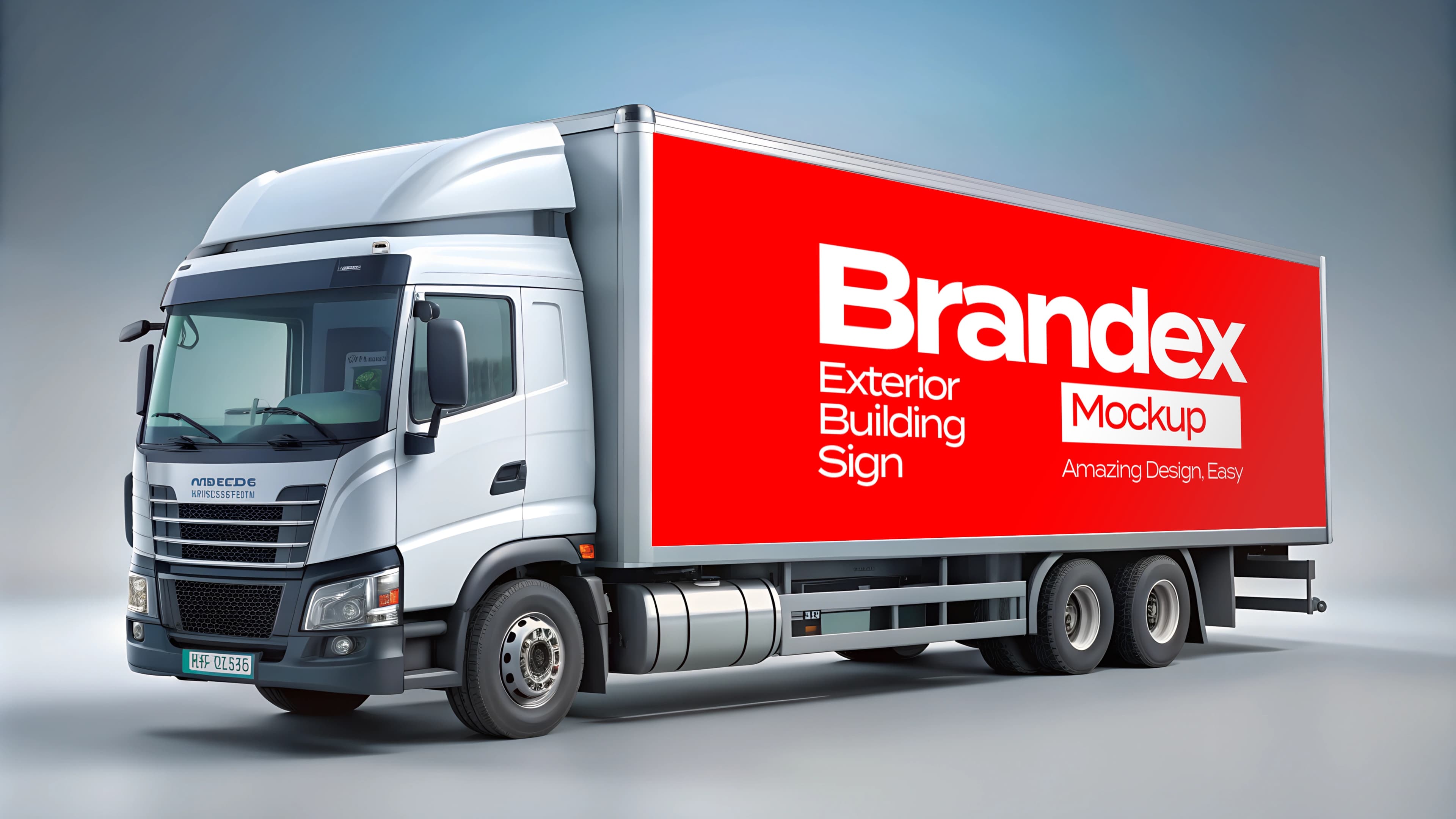 Red truck side advertising mockup