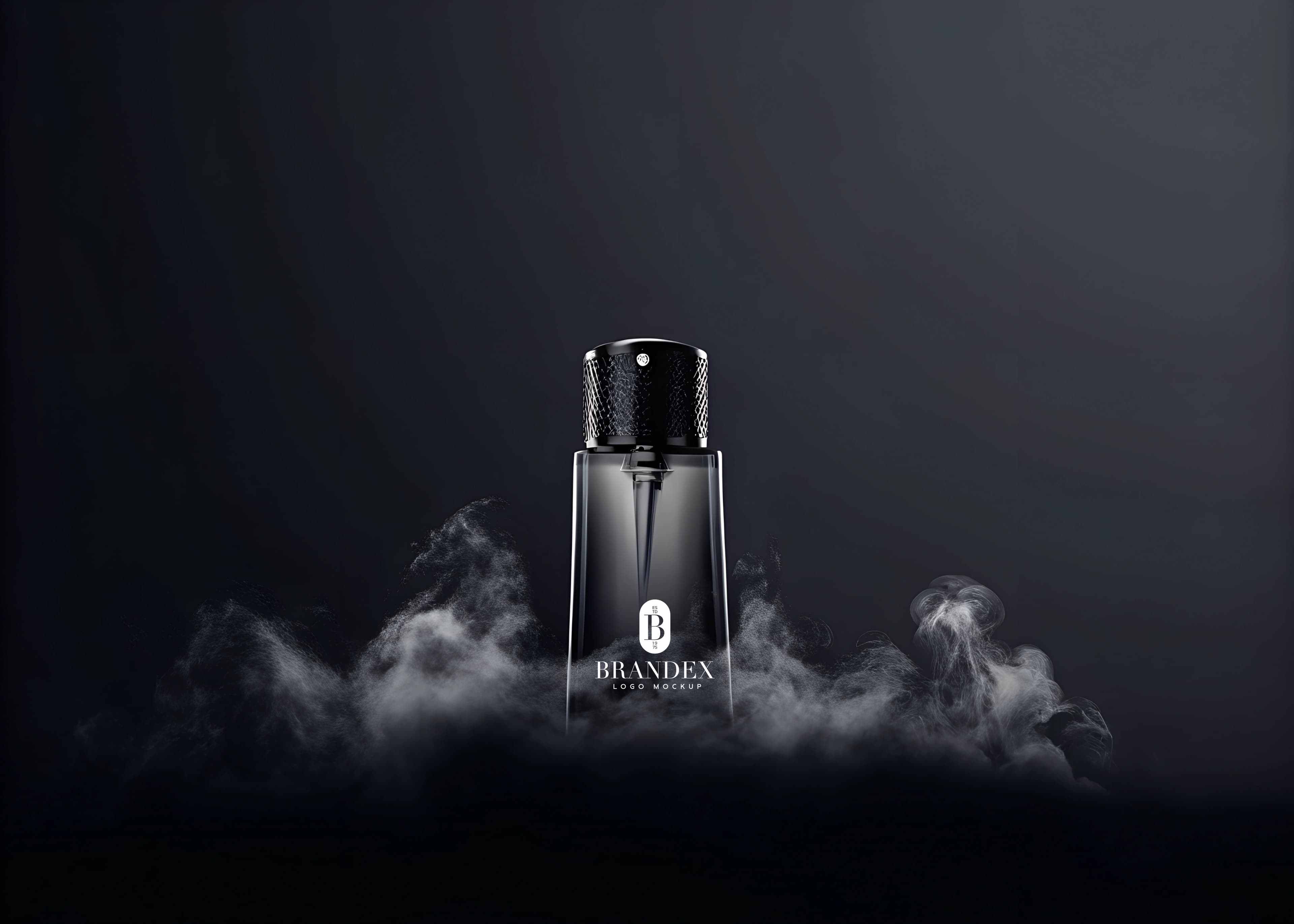 Elegant perfume with smoke mockup