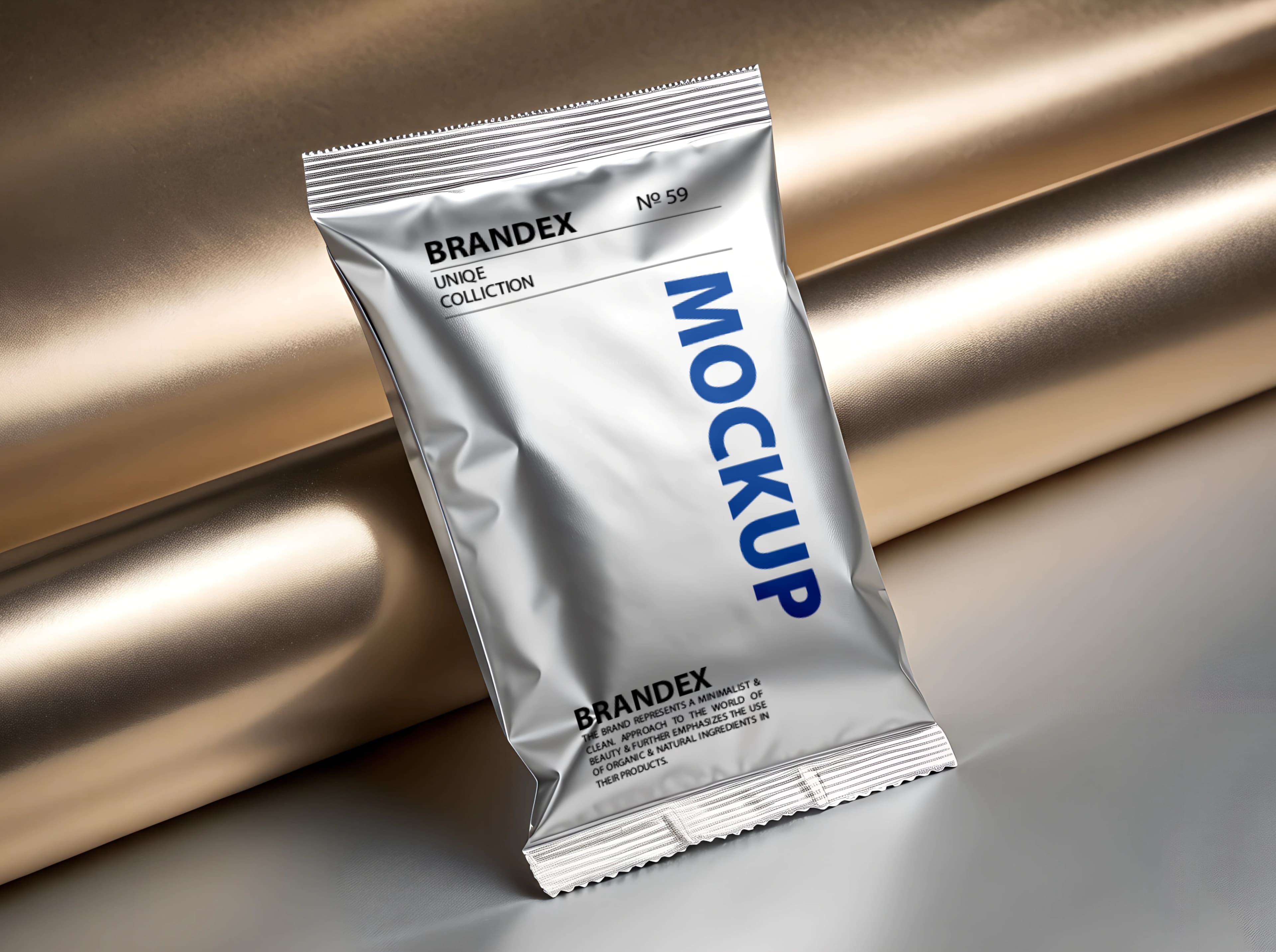 Metallic foil snack bag mockup