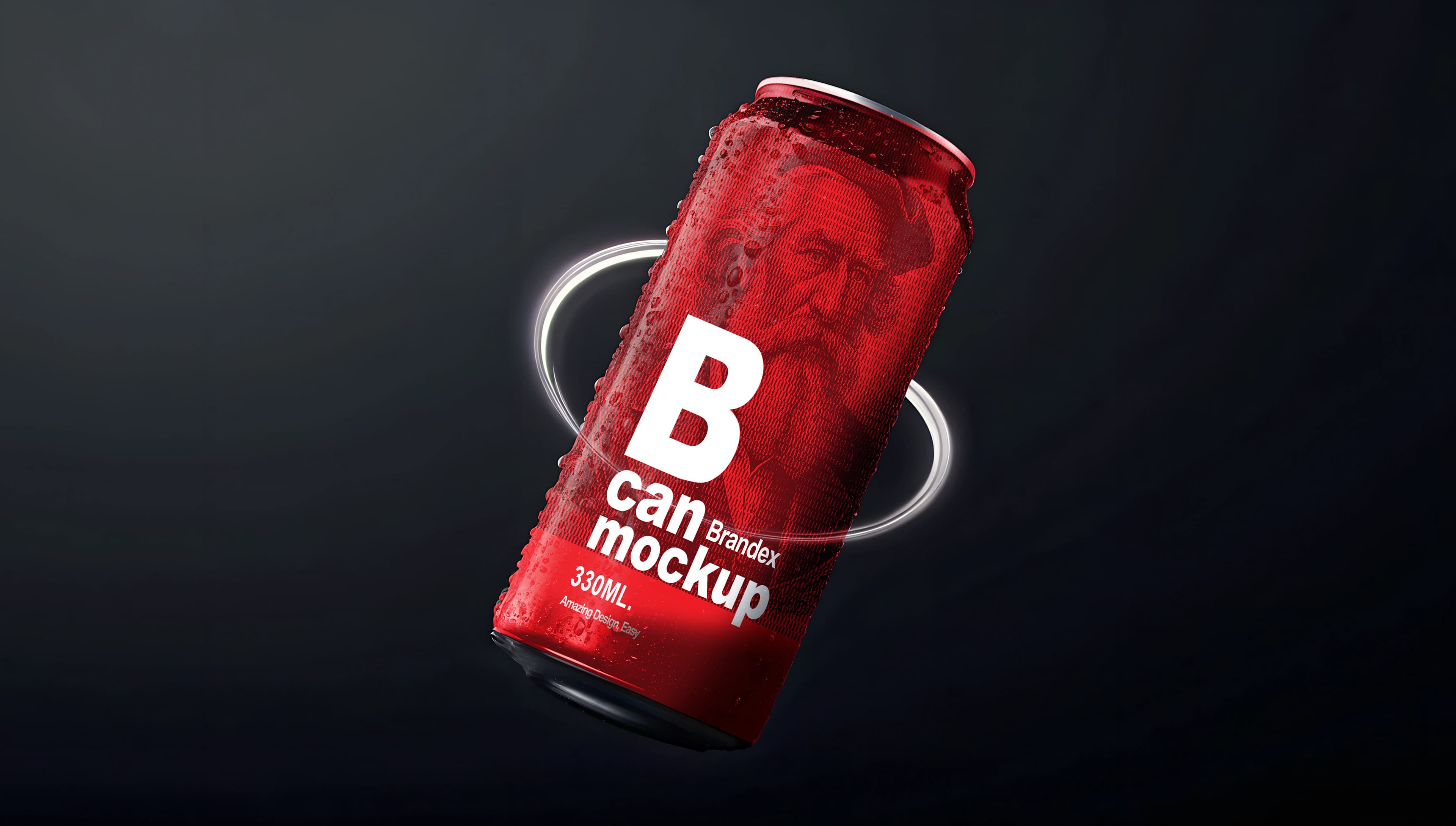 Glossy red soda can mockup