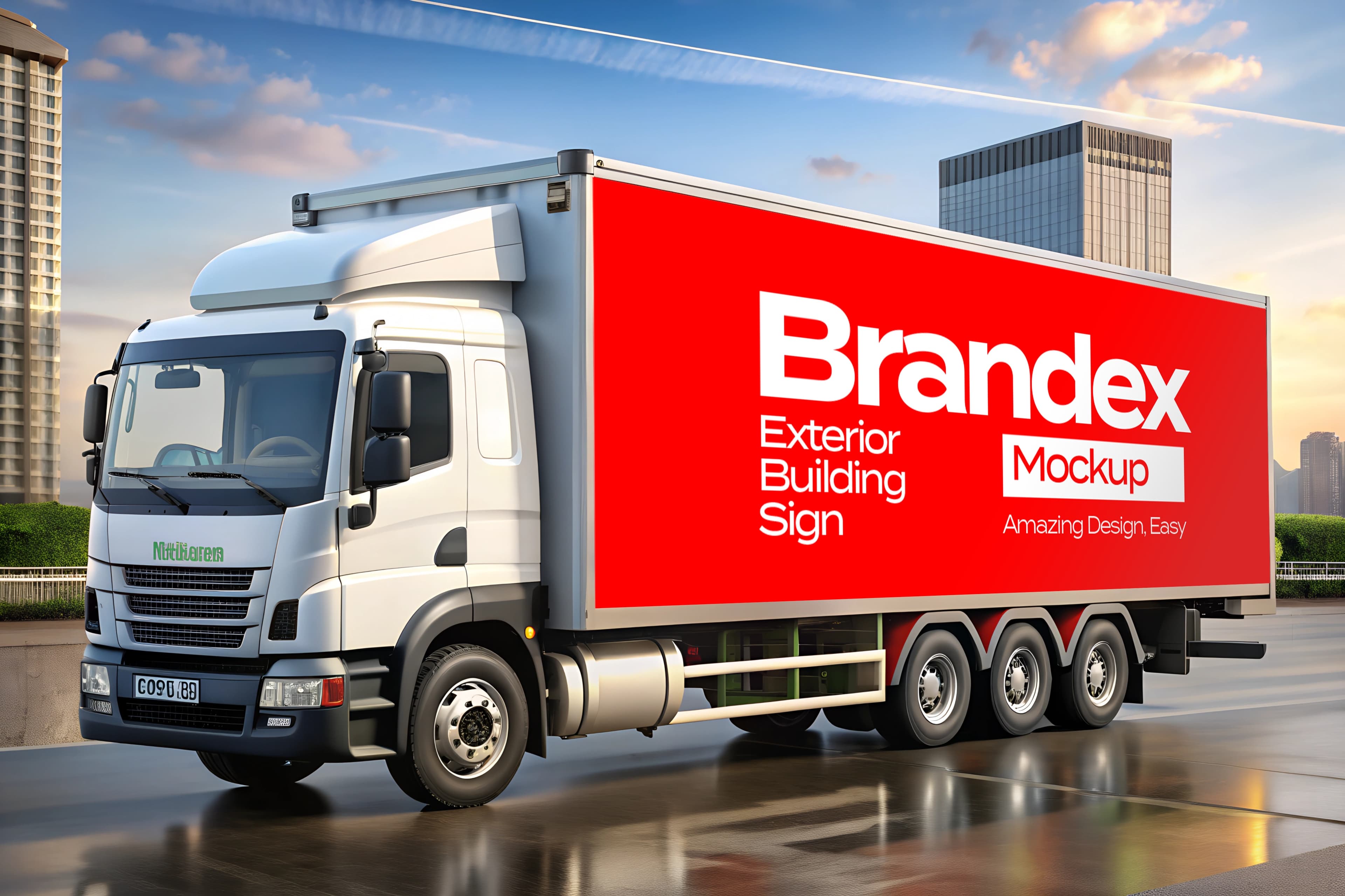 Red truck billboard mockup