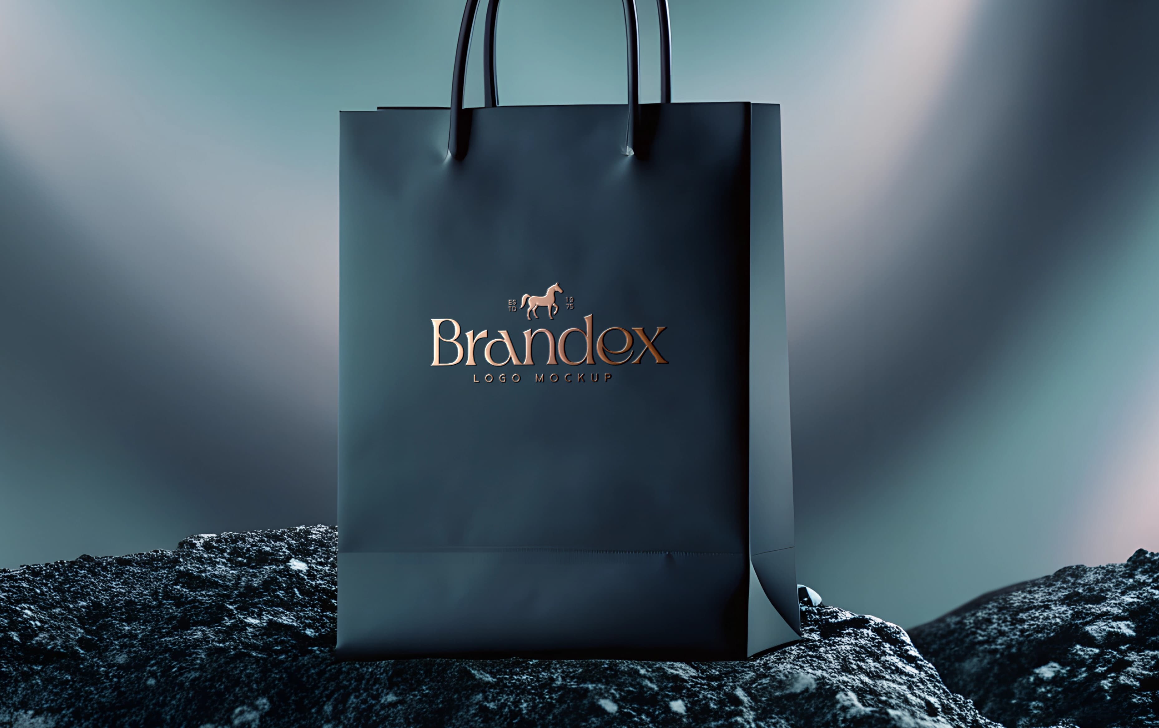Elegant dark shopping bag mockup