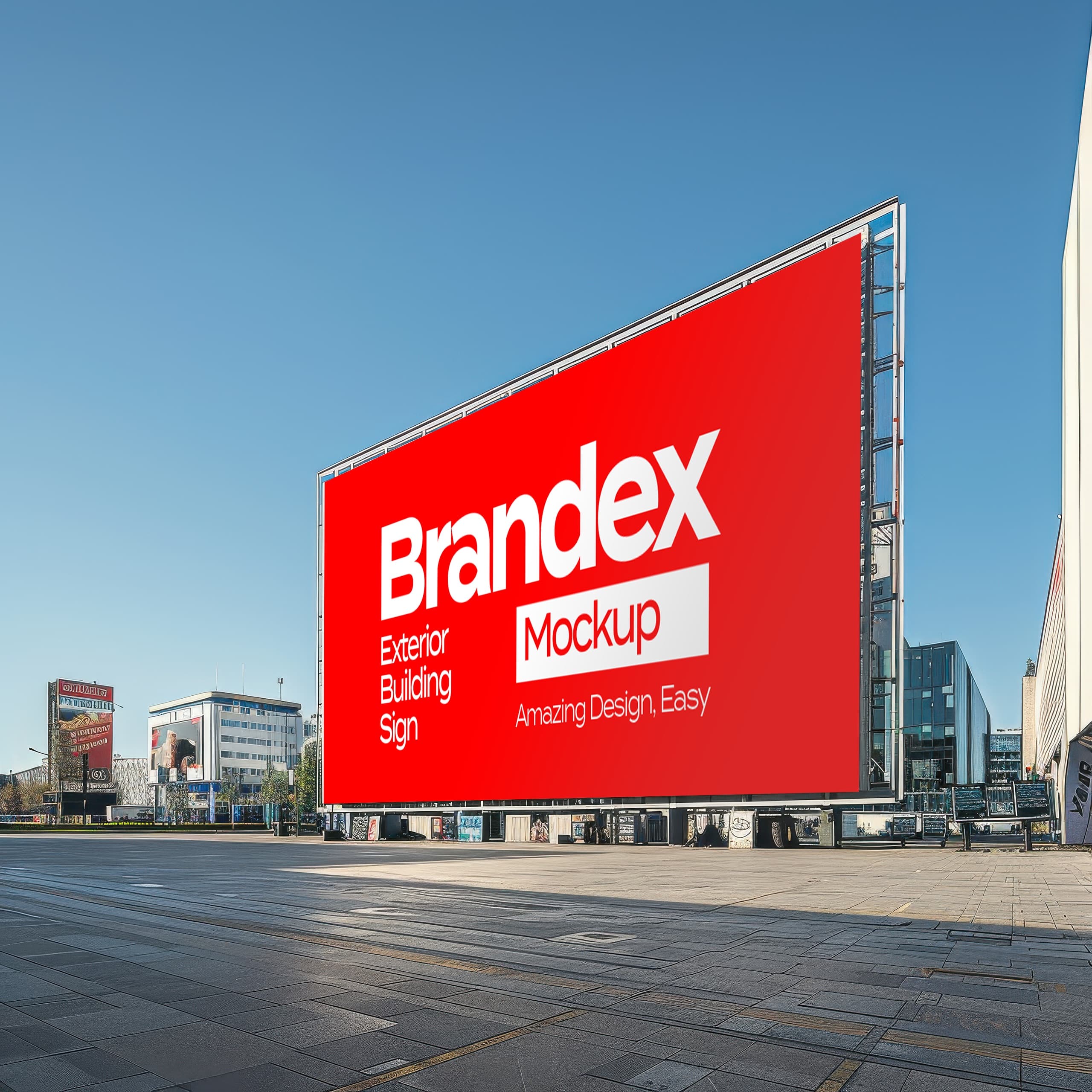 Urban exterior building sign mockup