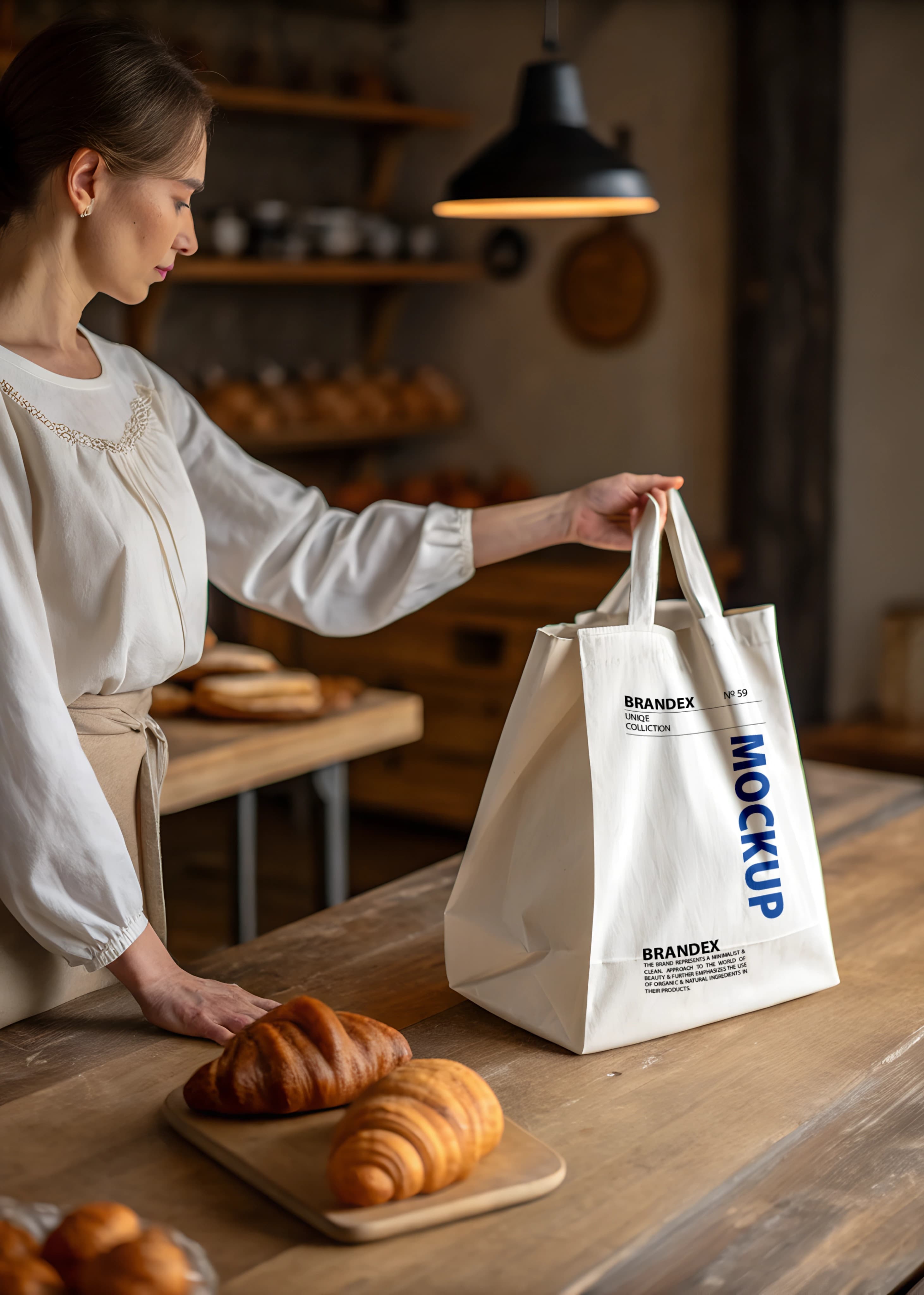 Canvas tote bag bakery mockup