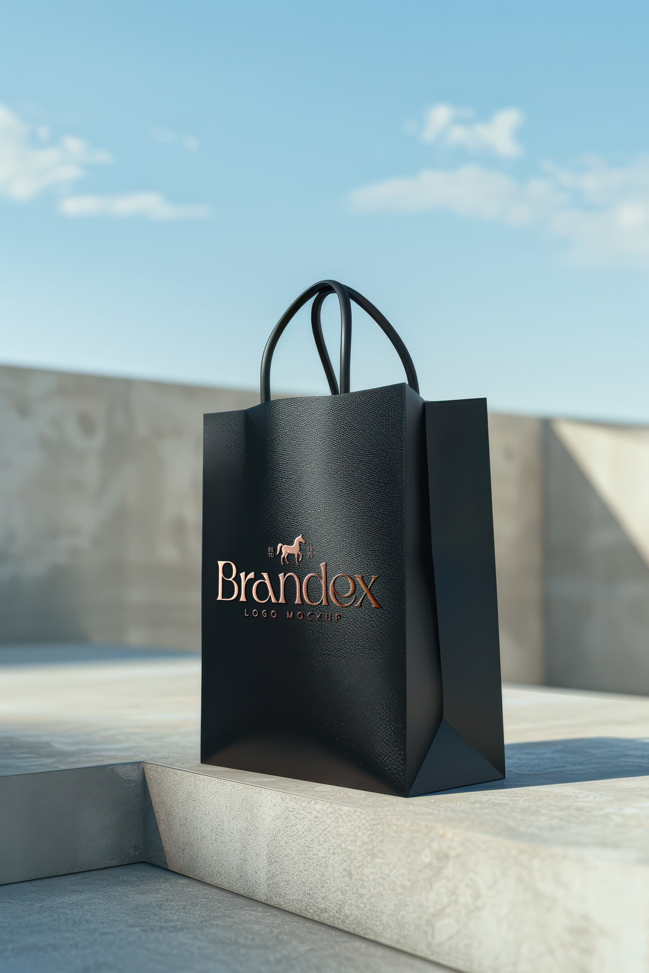 Black luxury paper bag mockup