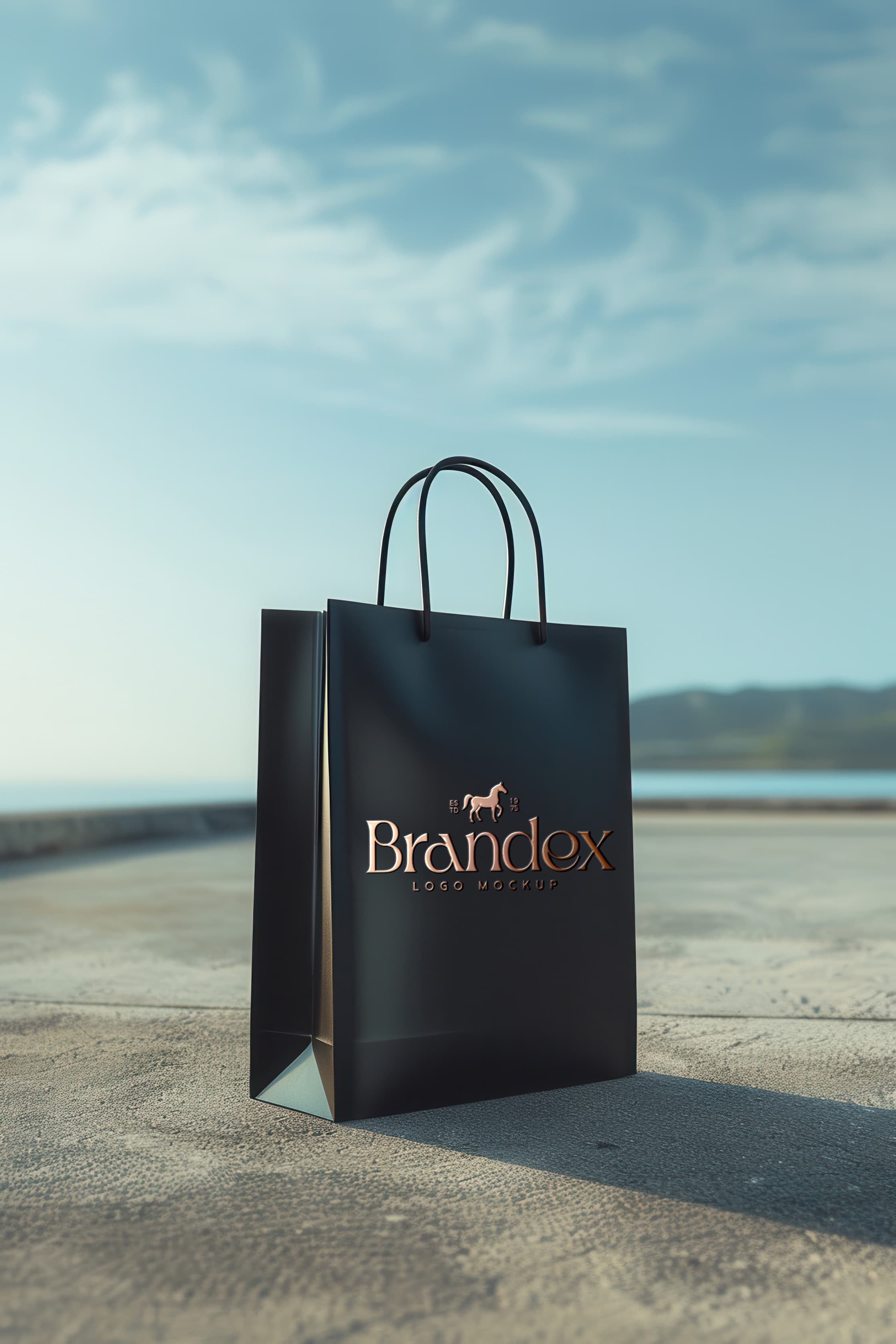 Elegant black shopping bag mockup