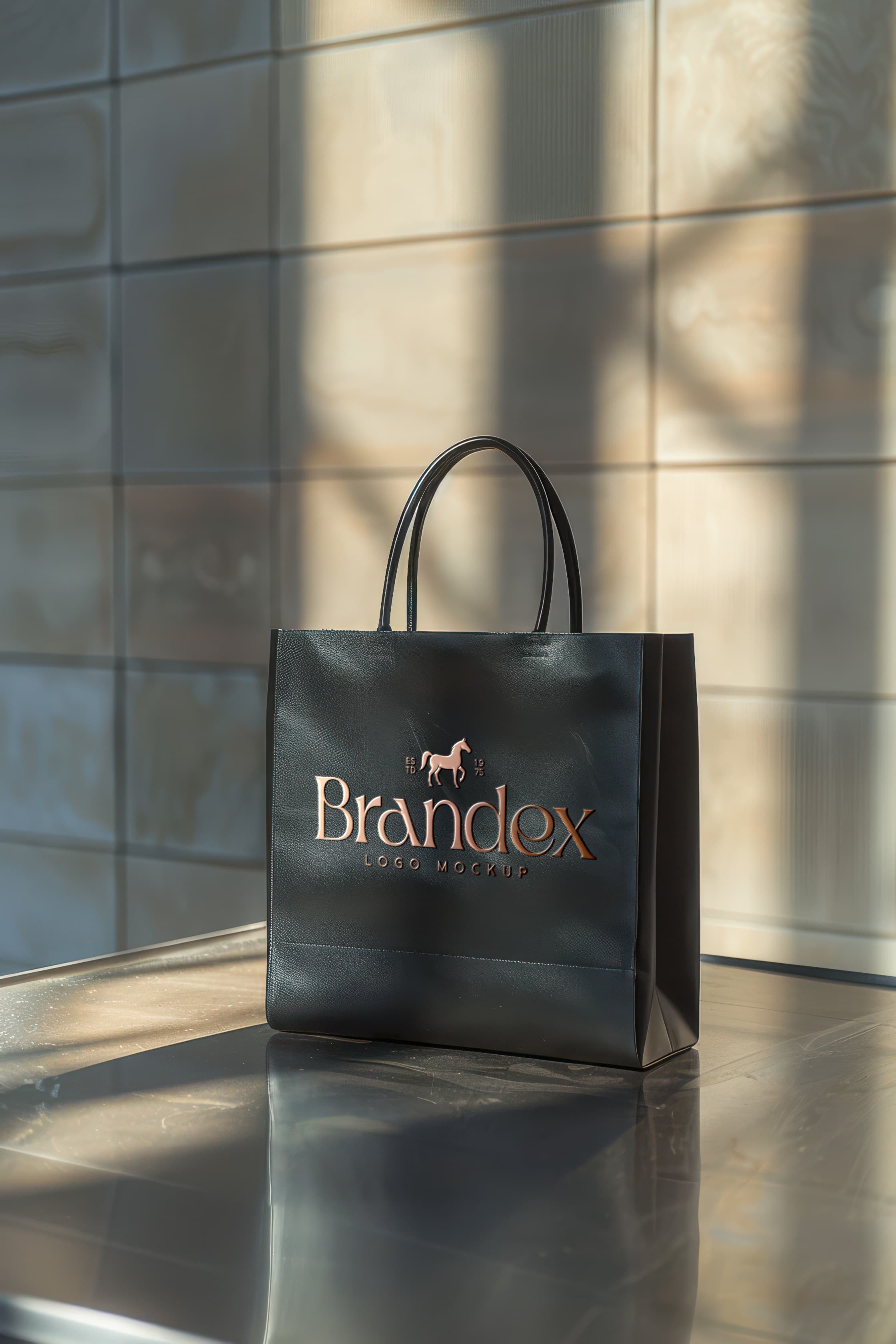 Elegant black paper bag mockup