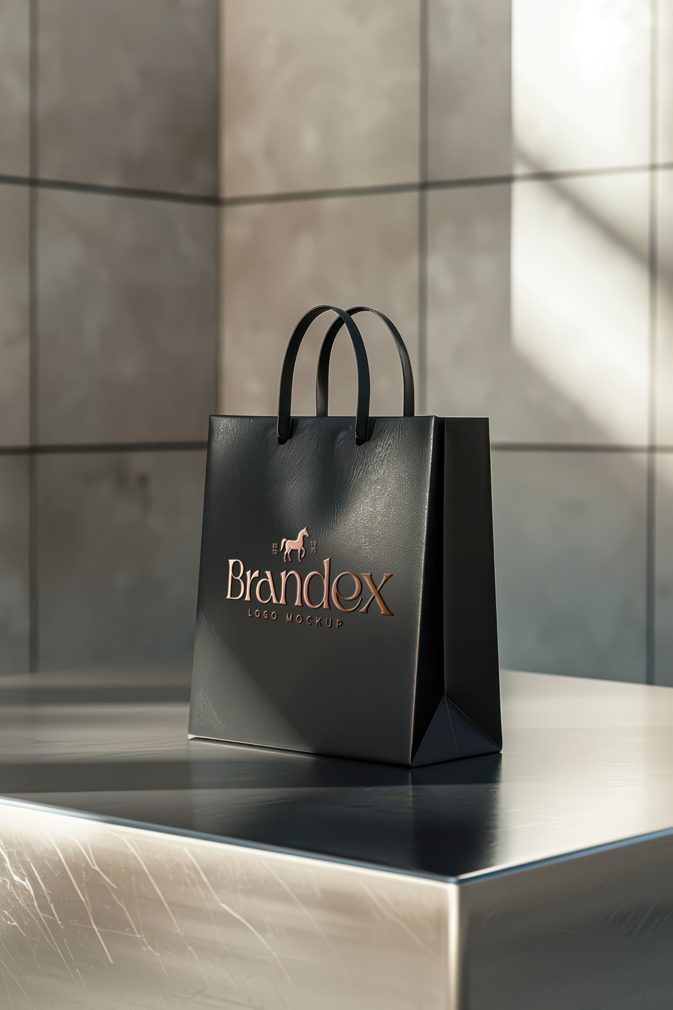Luxury black paper bag mockup
