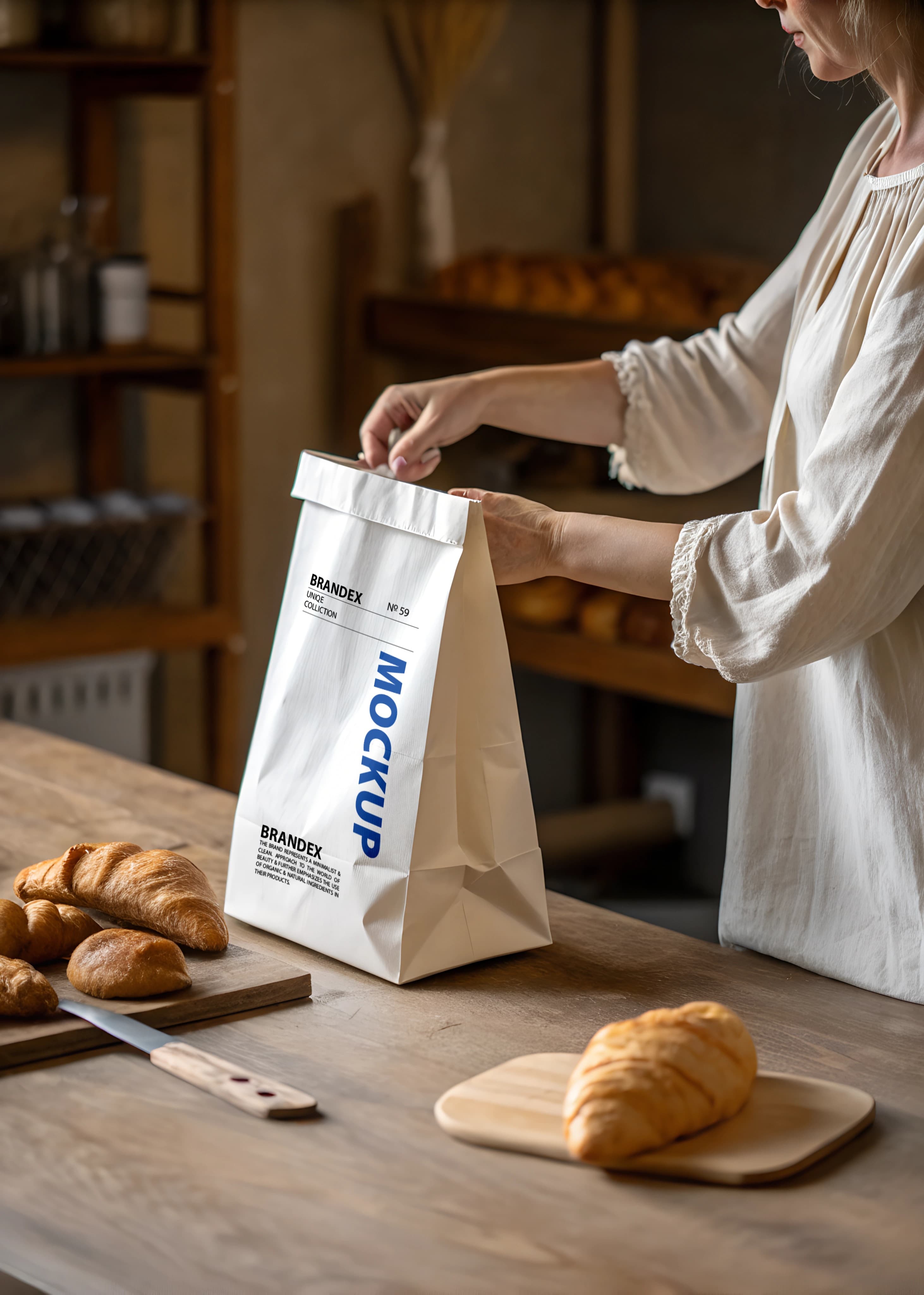 Bakery paper bag mockup