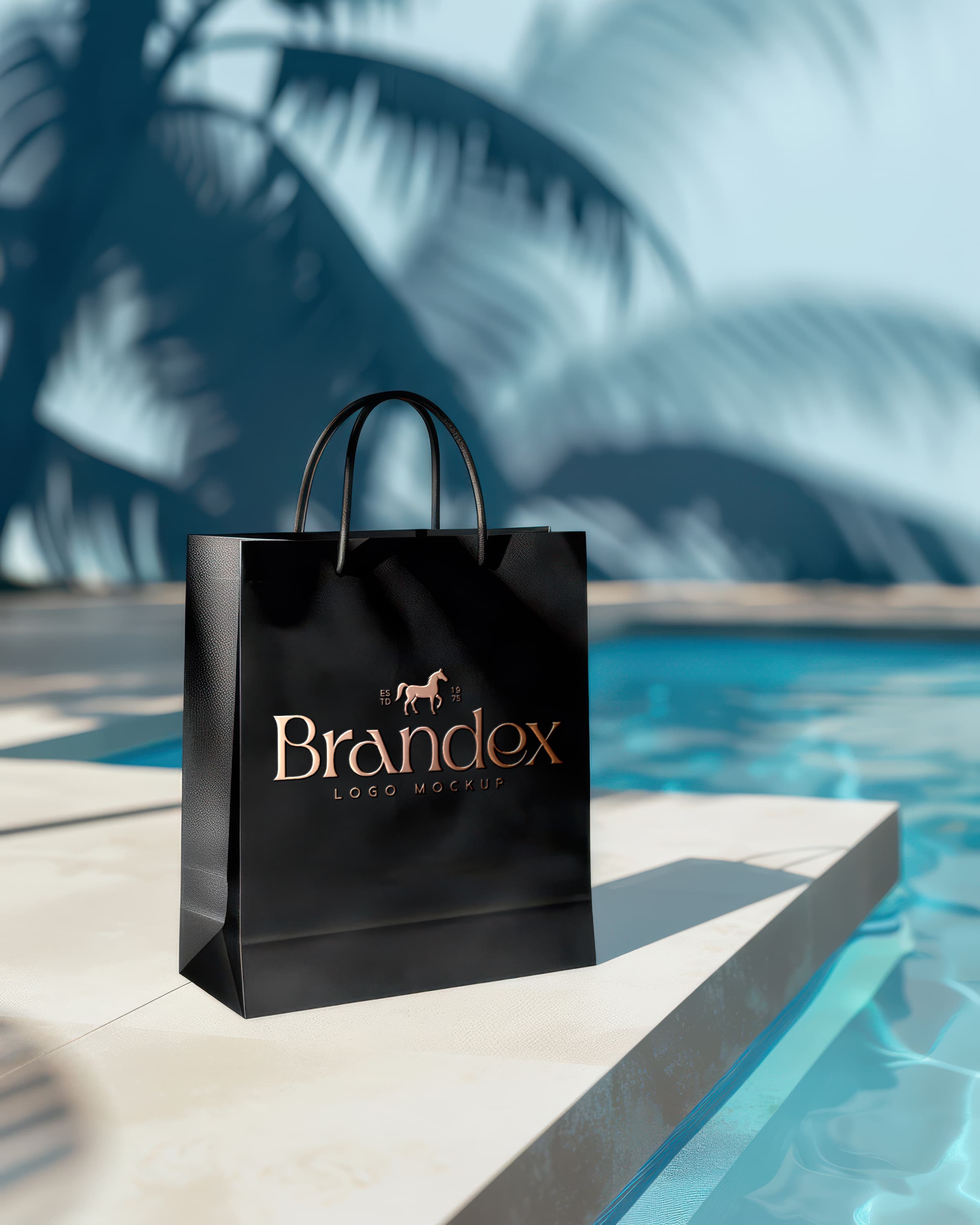 Luxury black shopping bag mockup