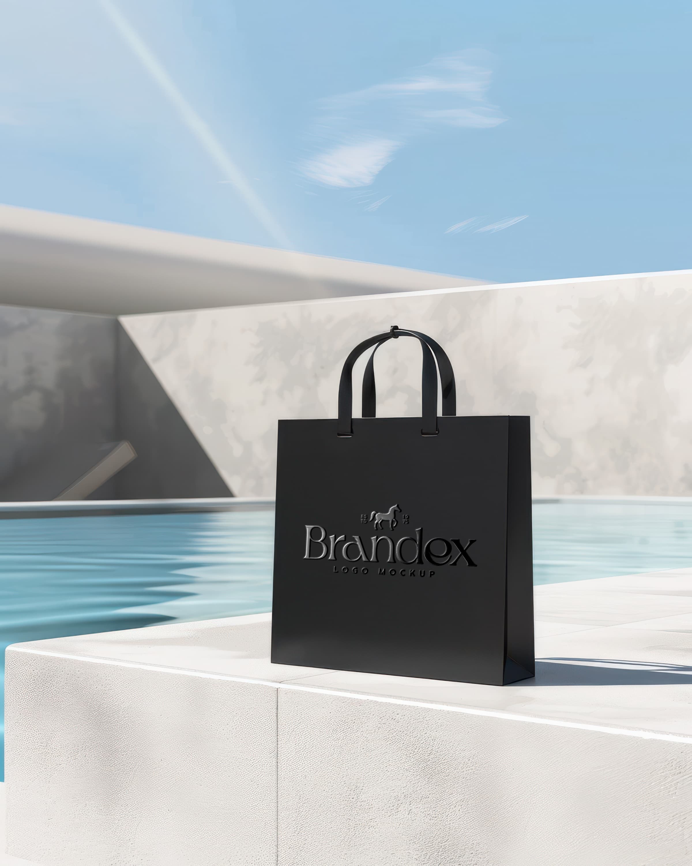 Luxury matte black shopping bag mockup