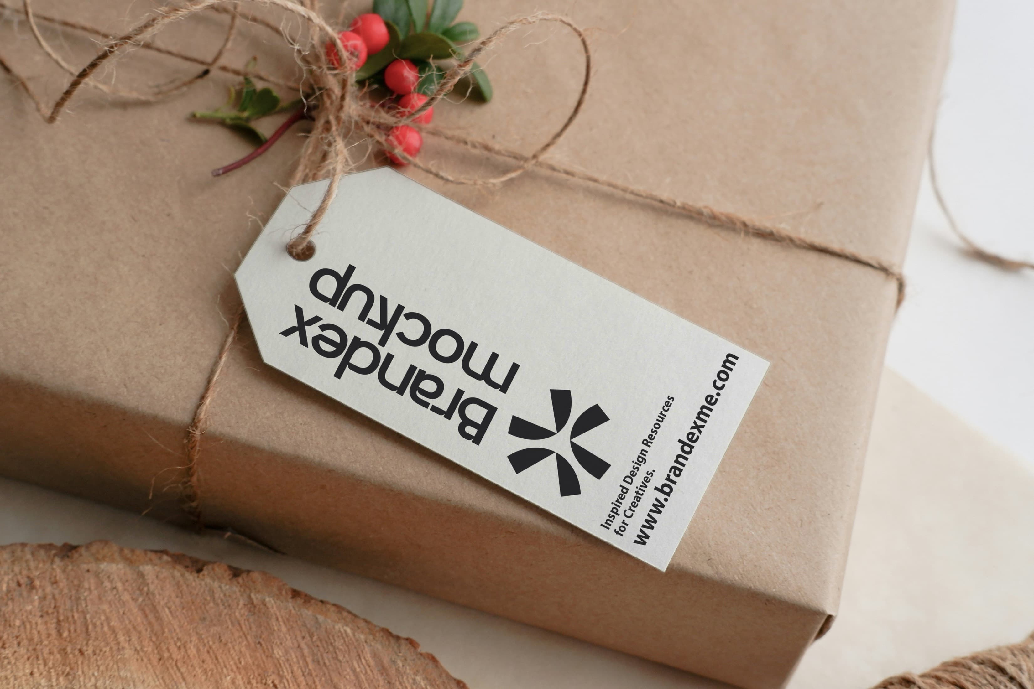 Rustic gift tag mockup