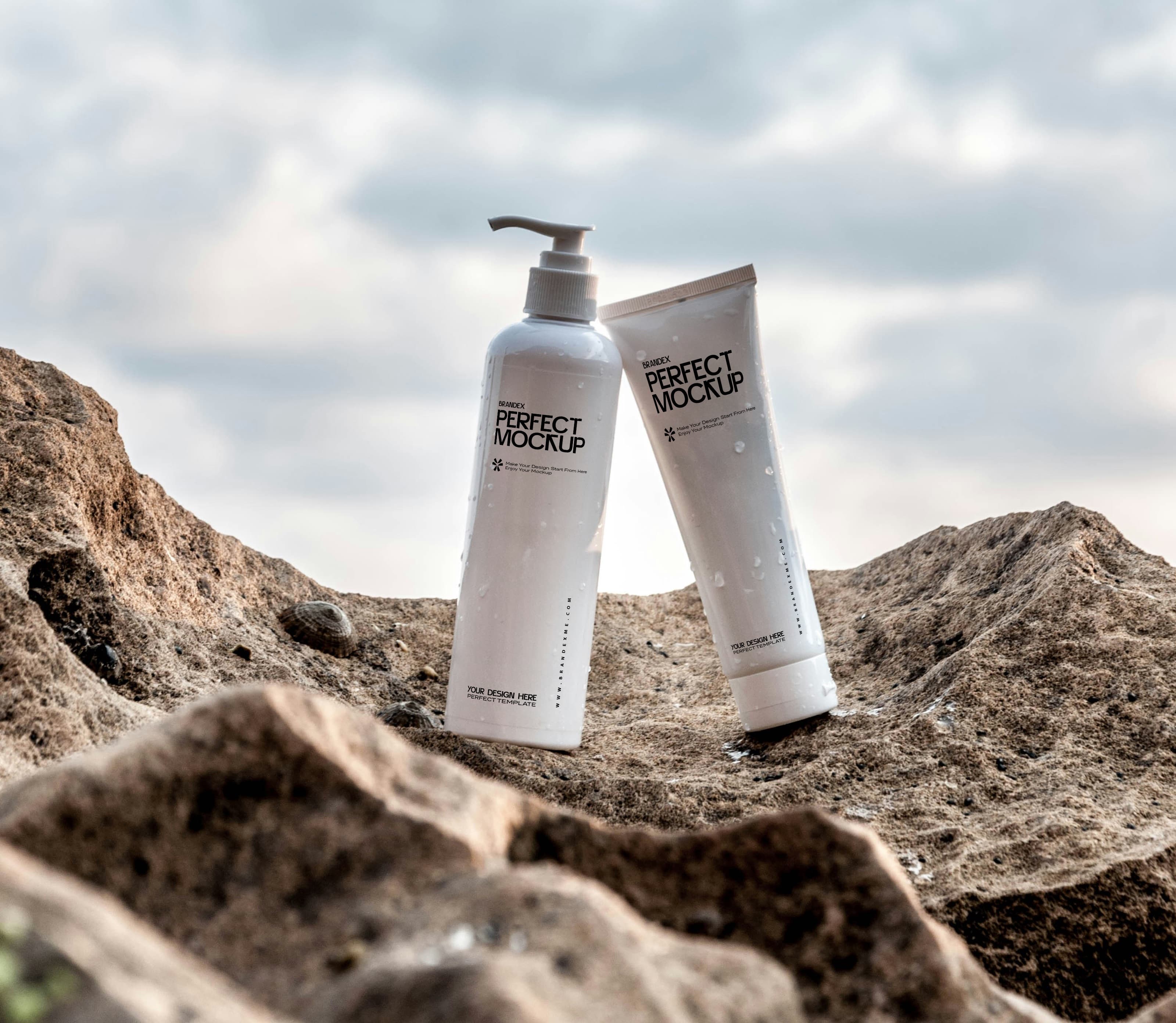 Coastal lotion and tube duo mockup