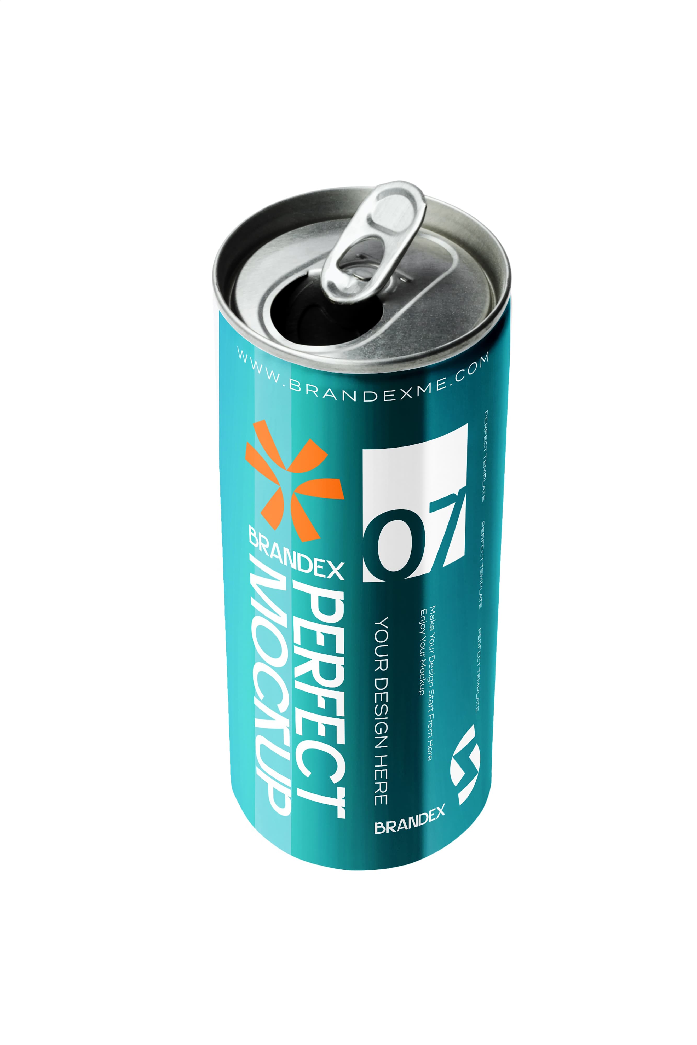 Cyan energy drink can mockup