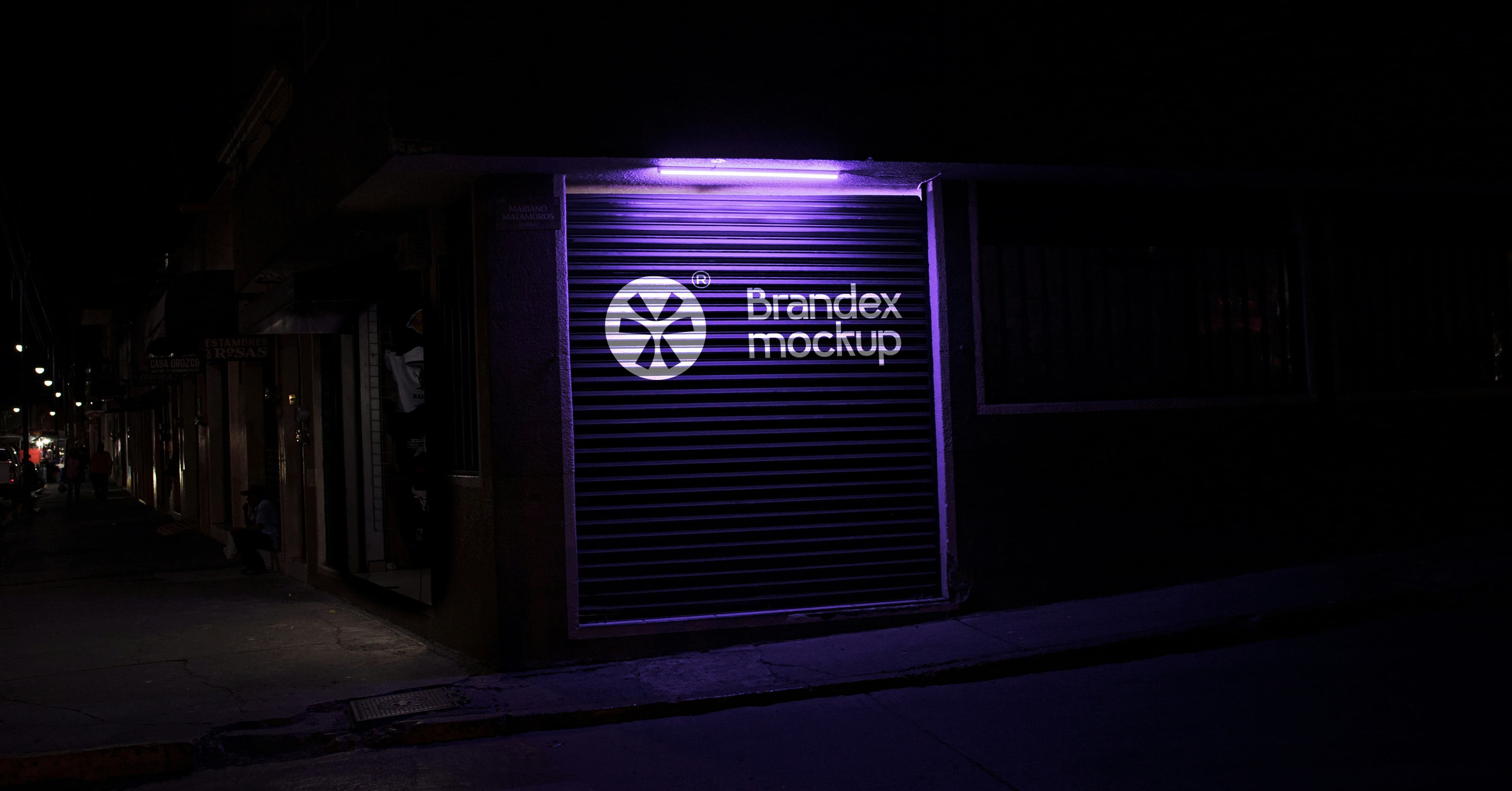 Neon purple storefront shutter mockup