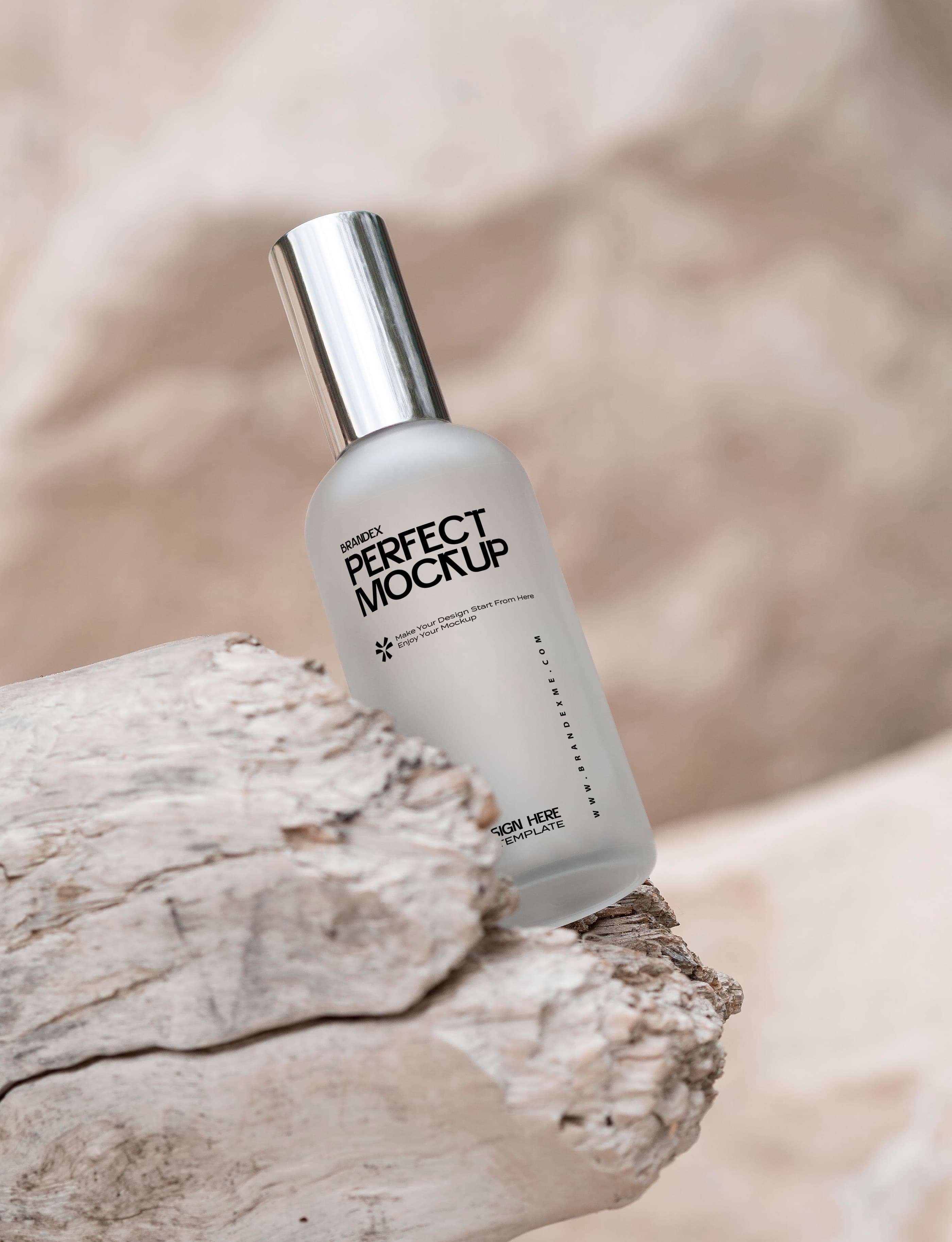 Frosted glass perfume mockup