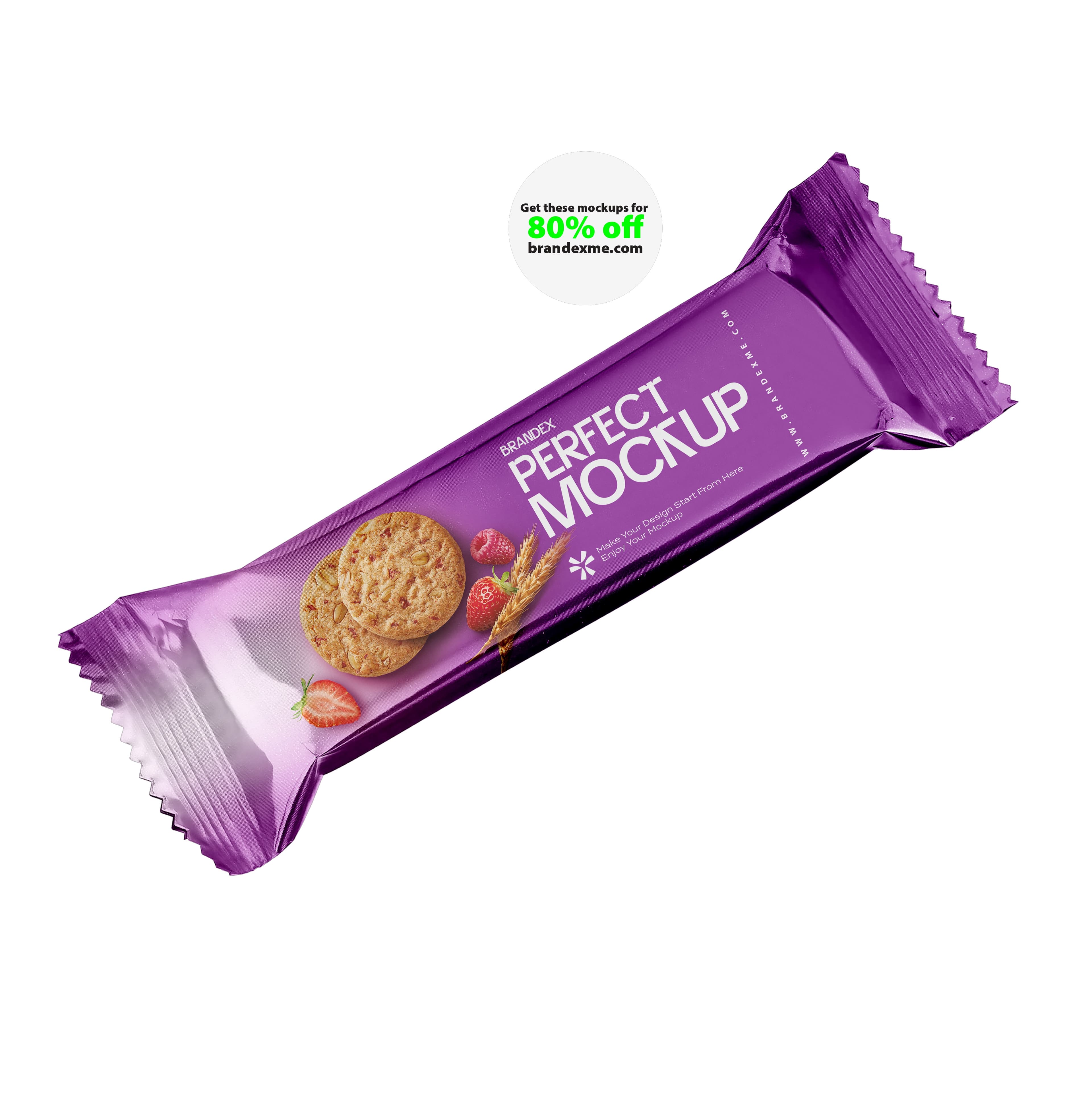 Purple snack bar wrapper mockup