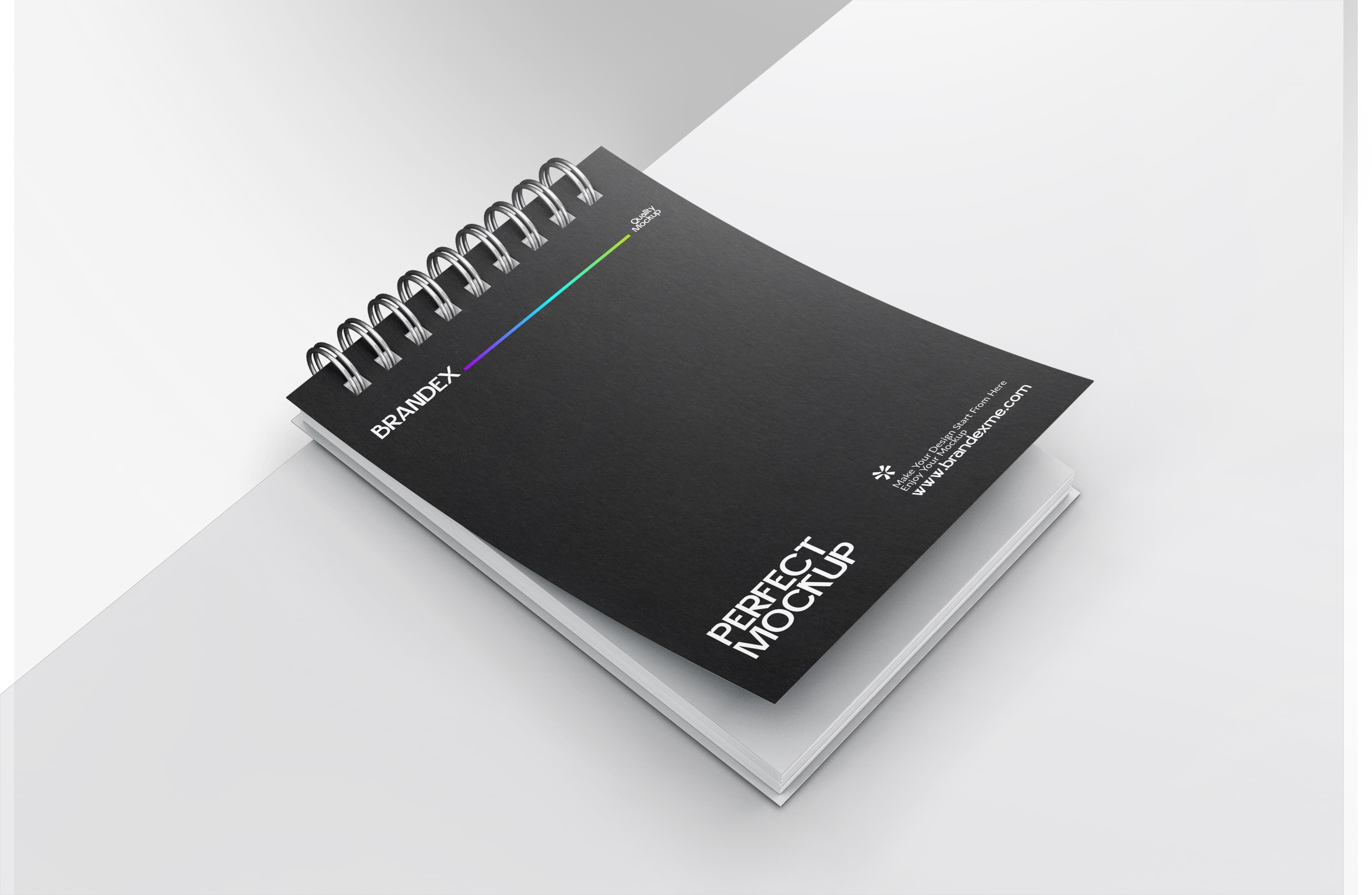 Black spiral notebook mockup